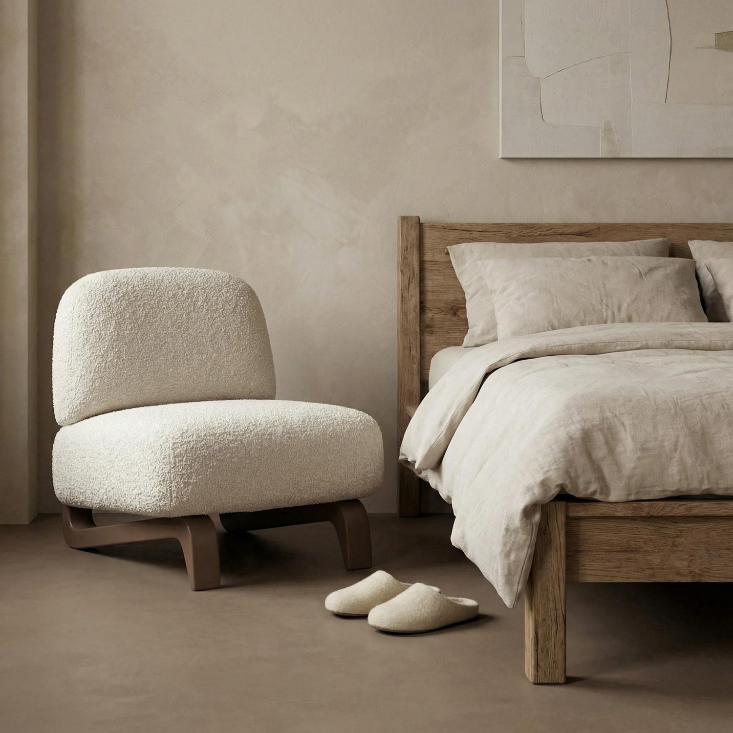 AAF Nordic Sherpa Fleece Accent Chair Off White Dark Metal UAE