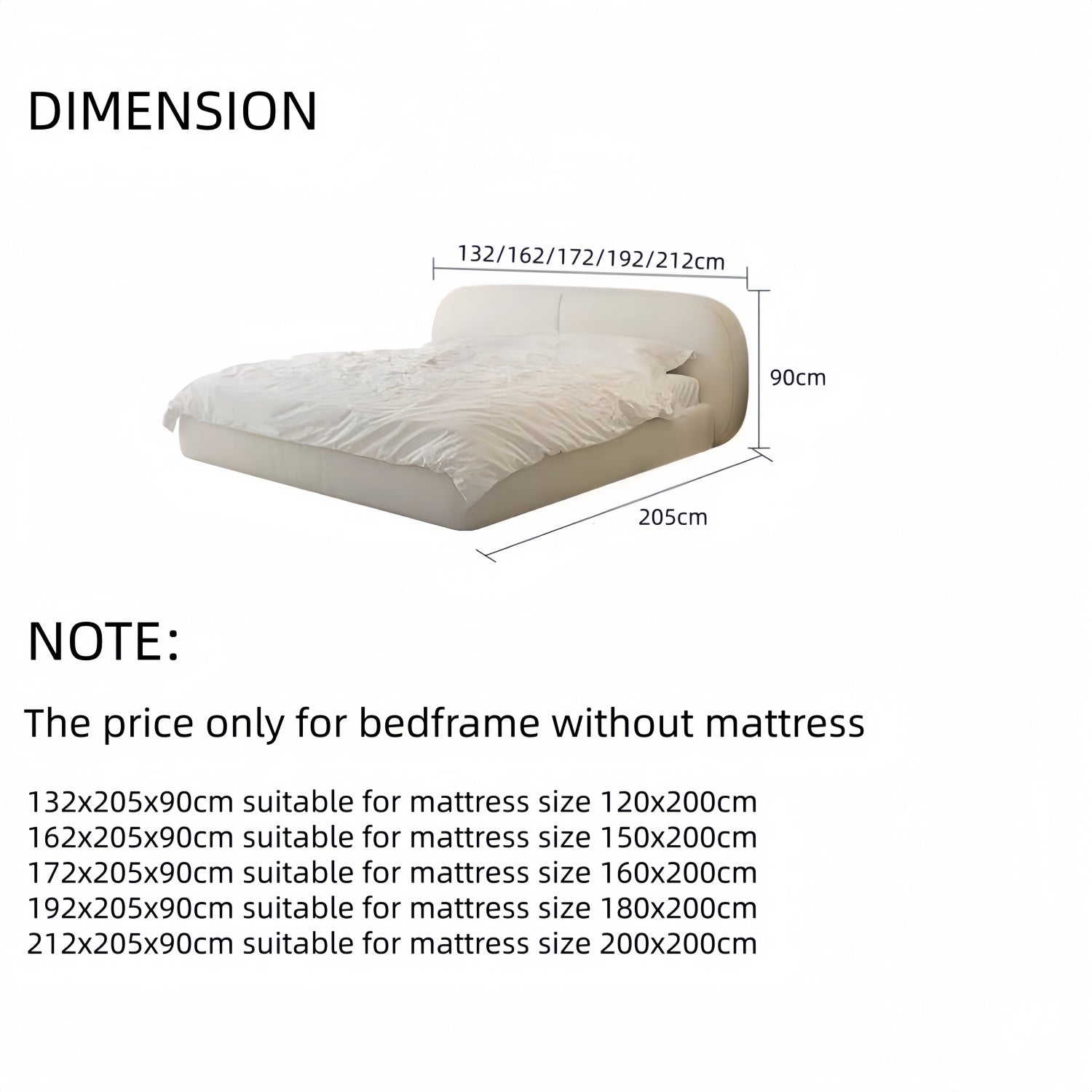 AAF Furniture Linen Bed Frame for Bedroom Dubai, Abu Dhabi UAE