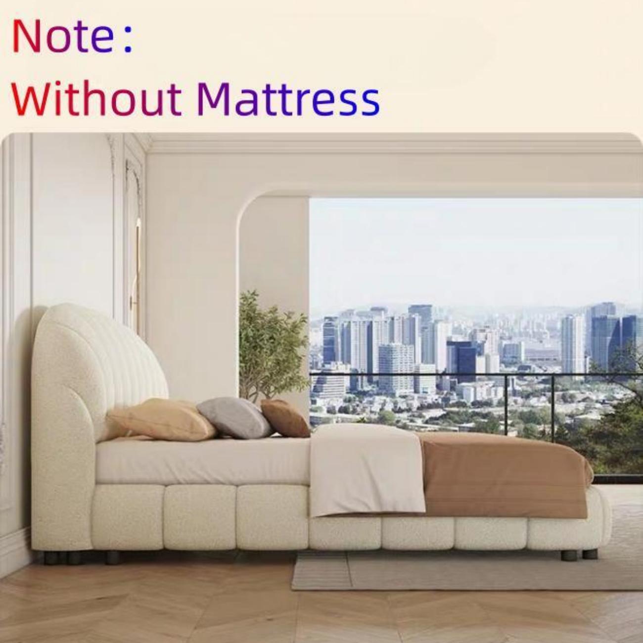 AAF Furniture Light Luxury Fleece Fabric Wrap Bed Frame for Bedroom Without Mattress