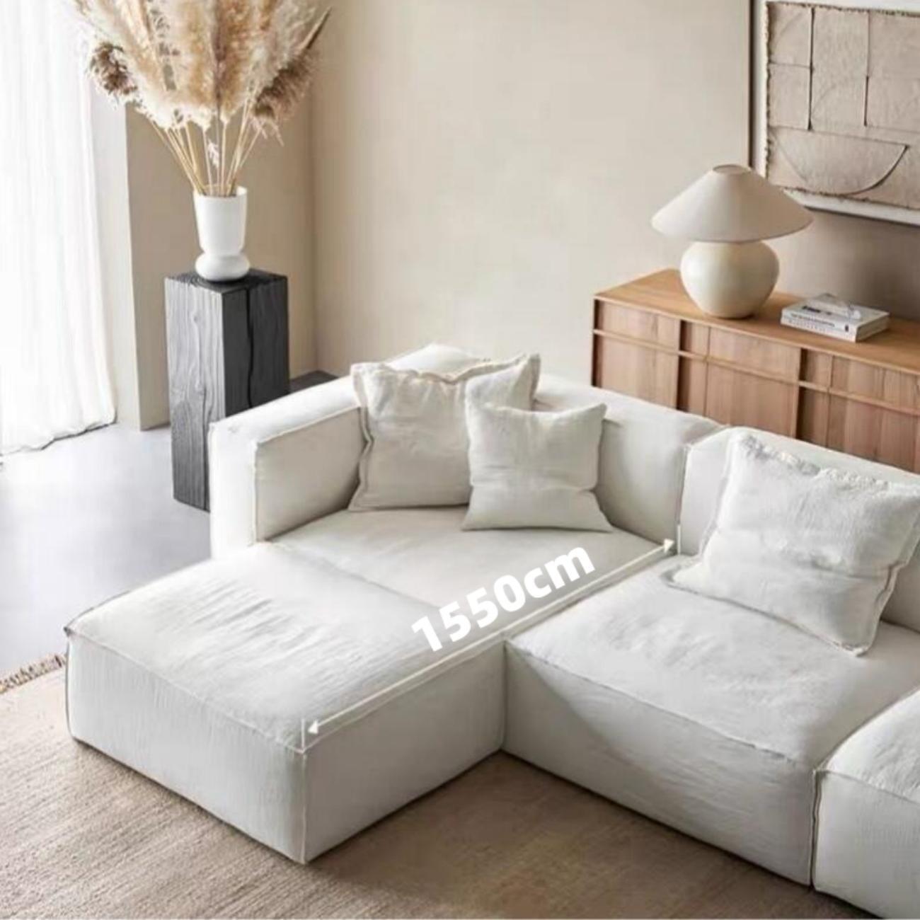 AAF Furniture Light Luxury Linen Fabric Tofu-block Shaped Sofa set for Livingroom