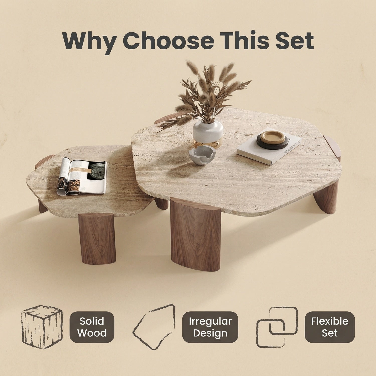 مجموعة طاولات متداخلة موفرة للمساحة من AAF FURNITURE لغرفة المعيشة الحديثة