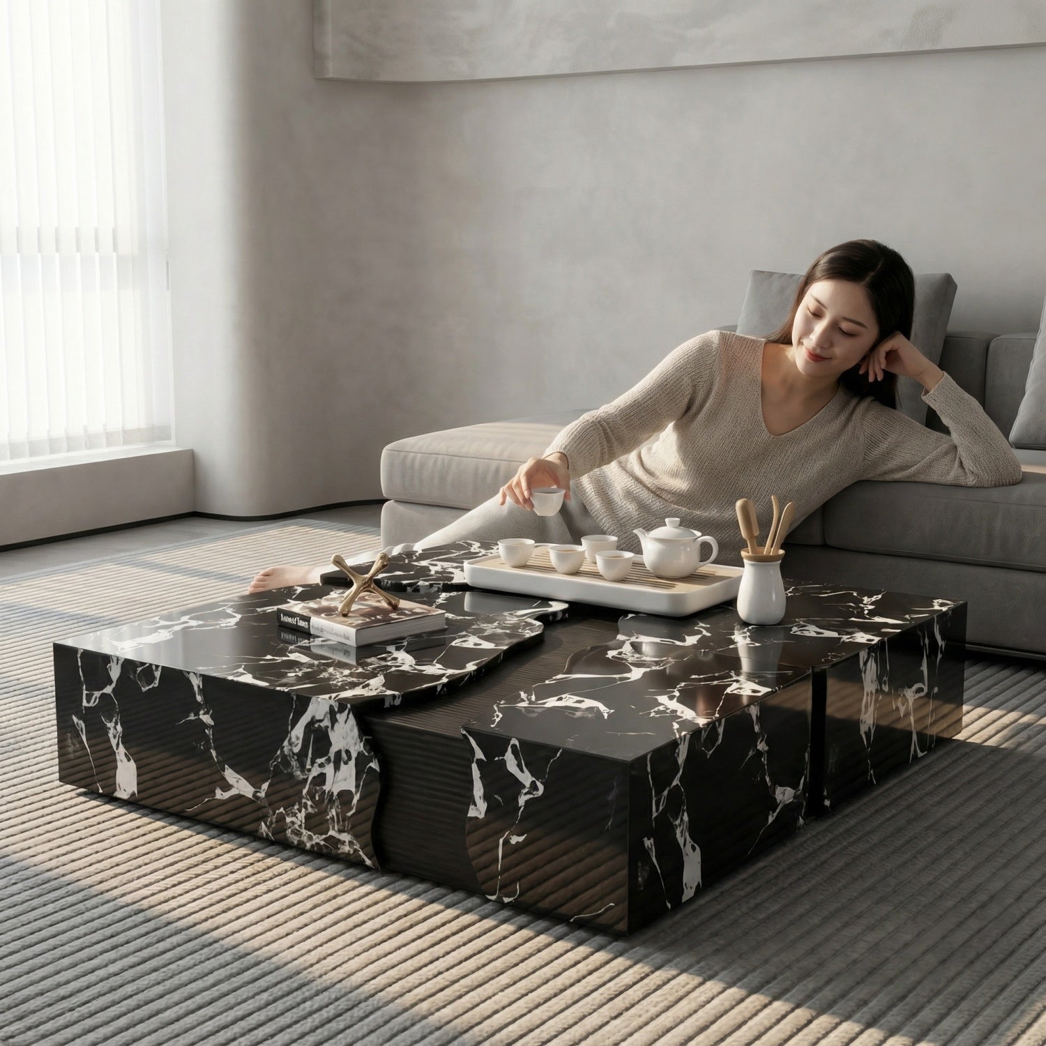 مجموعة طاولات متداخلة موفرة للمساحة من AAF FURNITURE لغرفة المعيشة الحديثة