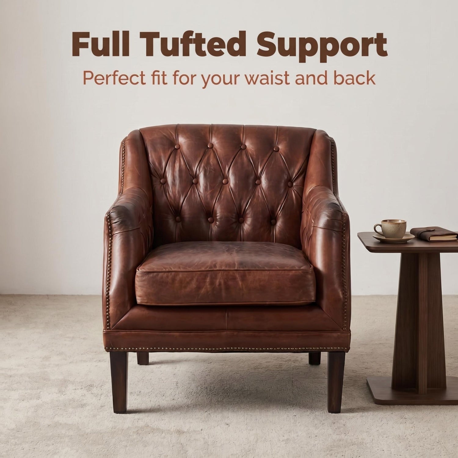 AAF Chesterfield Leather Lounge Sofa & Table Set