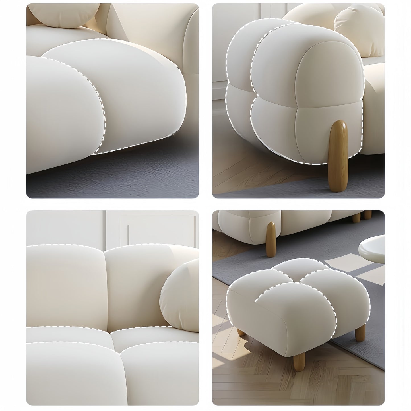 AAF Furniture Light Luxury Fabric Cloud Shaped Sofa set for Livingroom