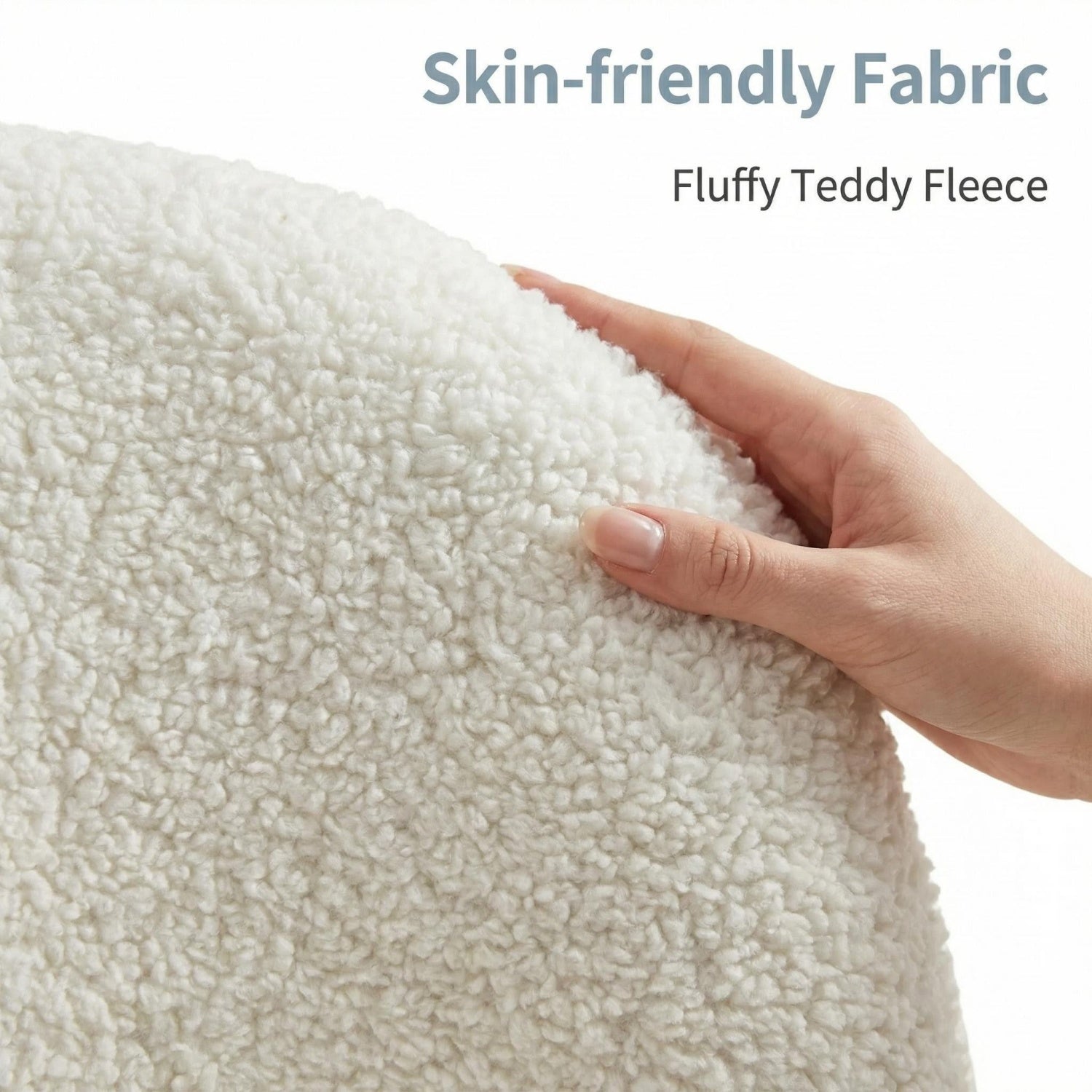 AAF Sherpa Fleece Armchair Round Walnut Wood Feet Off White UAE