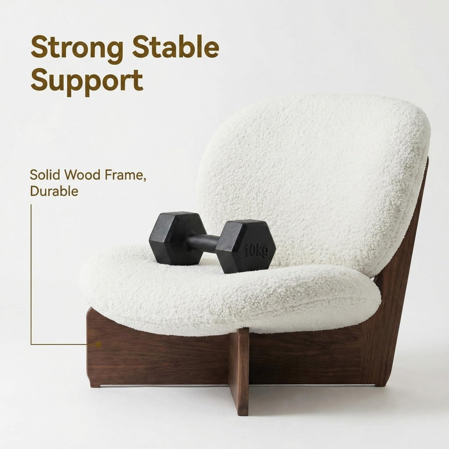 AAF Sherpa Fleece Arc Lounge Chair Off White Walnut Frame UAE