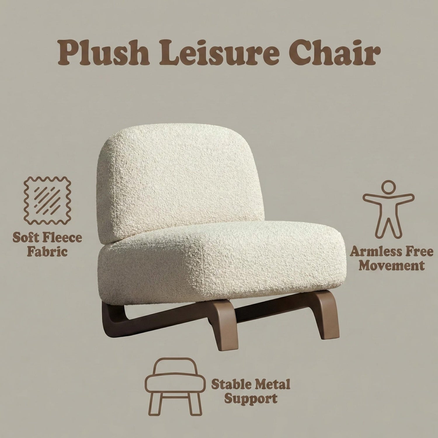 AAF Nordic Sherpa Fleece Accent Chair Off White Dark Metal UAE