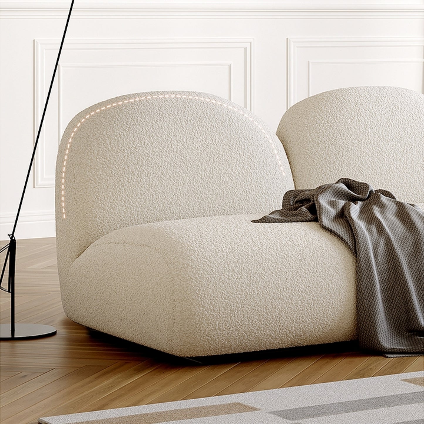 AAF FURNITURE Light Luxury Fabric Cloud Shaped Sofa set for Livingroom