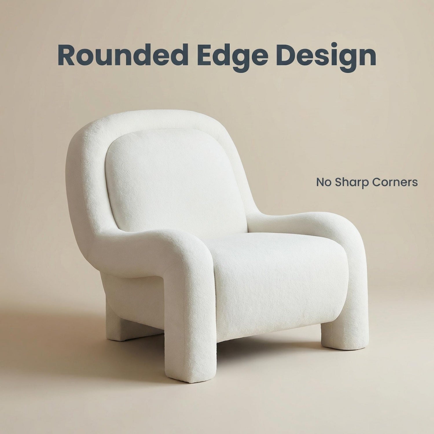 AAF Sherpa Fleece Armchair Arc Armrest Off White with Cushion UAE