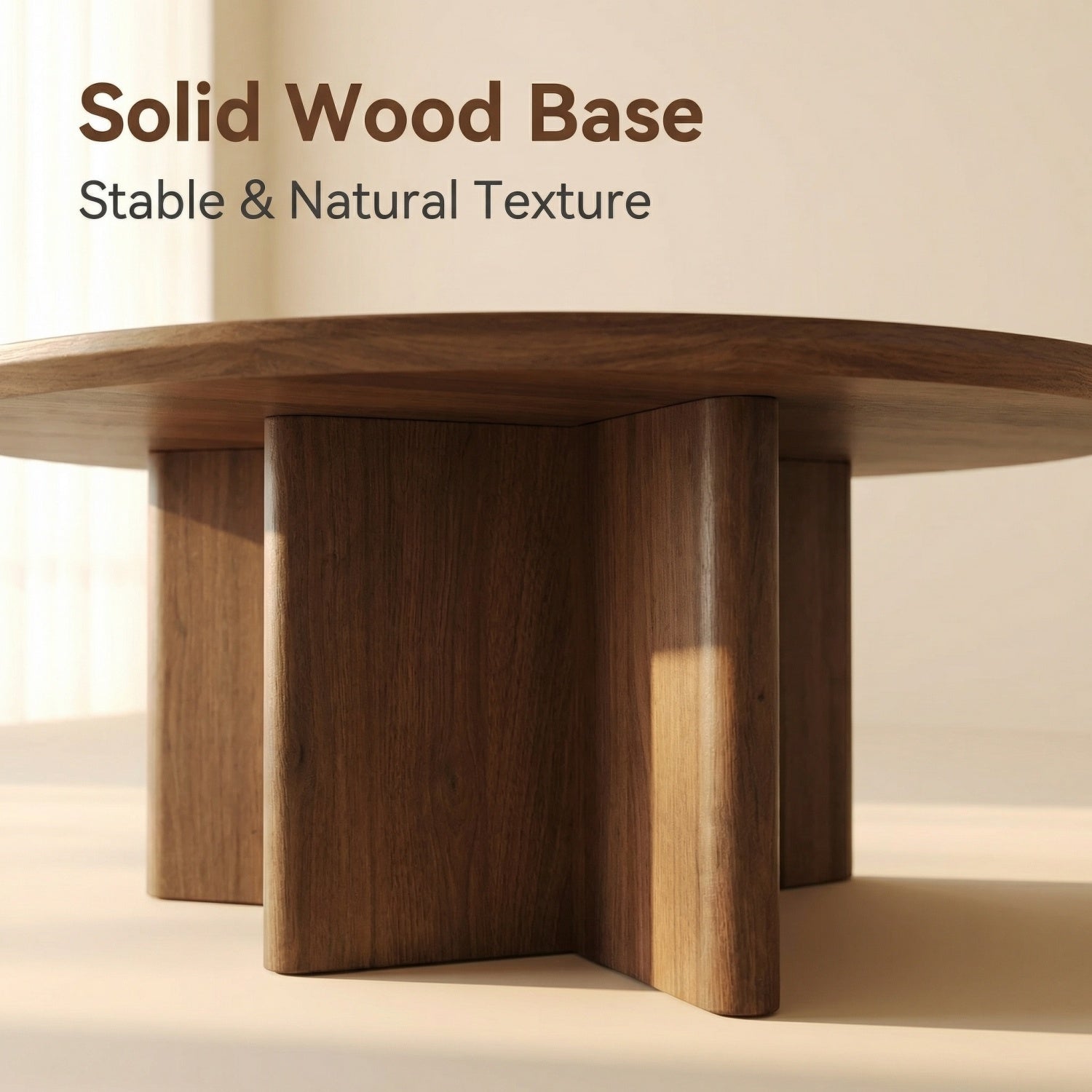 AAF Travertine Stone Coffee Table Walnut Arc Base & Cylinder 2-Piece UAE