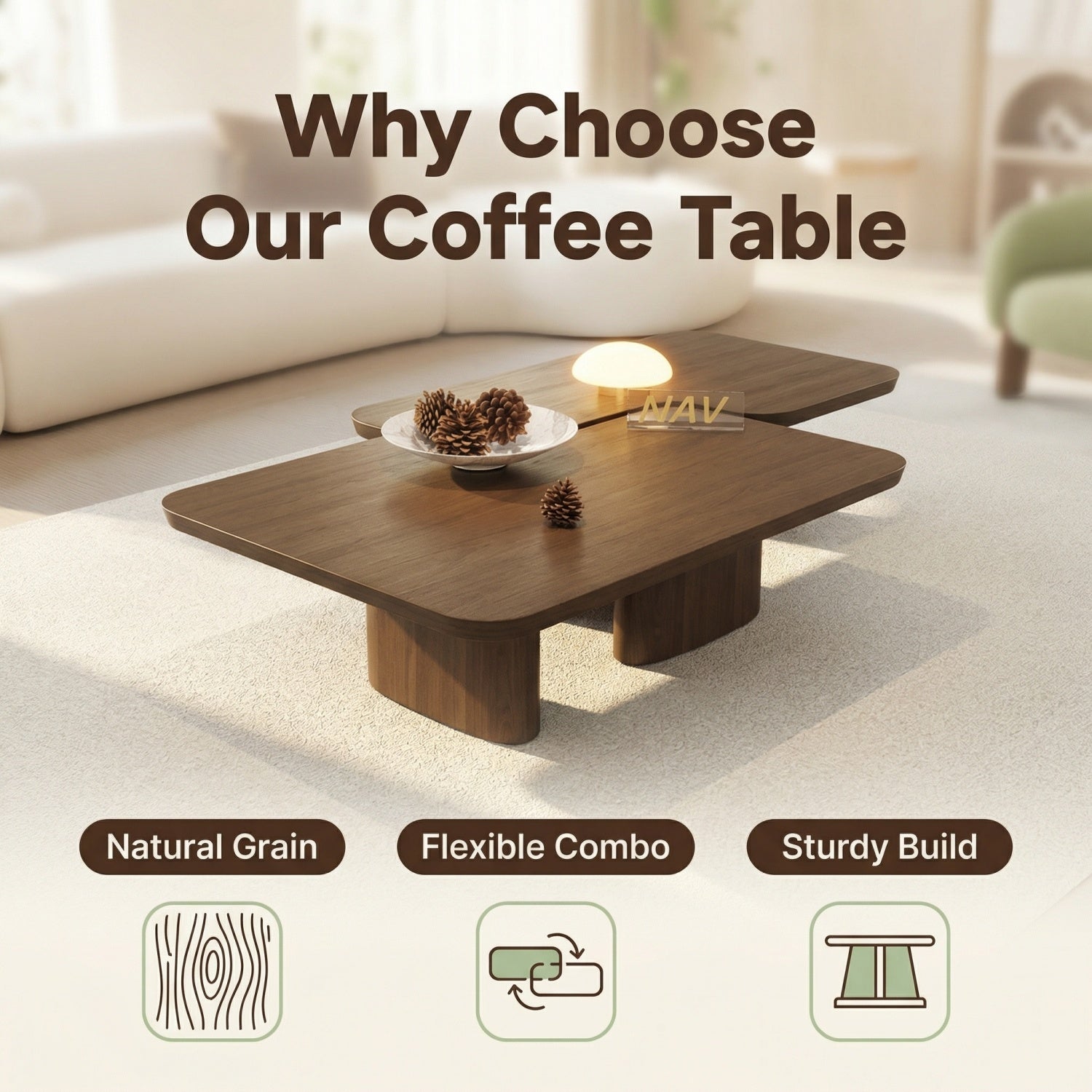 مجموعة طاولات متداخلة موفرة للمساحة من AAF FURNITURE لغرفة المعيشة الحديثة