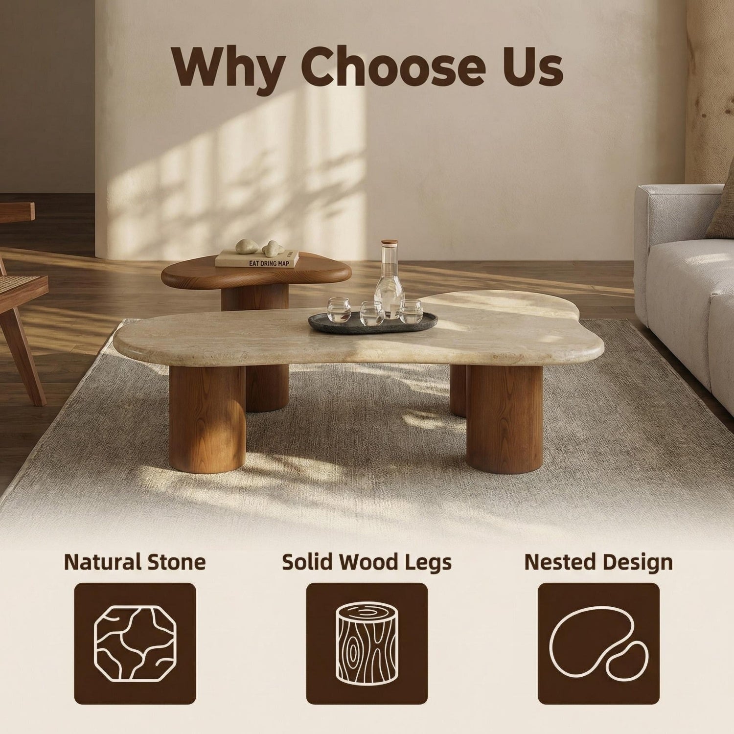 مجموعة طاولات متداخلة موفرة للمساحة من AAF FURNITURE لغرفة المعيشة الحديثة