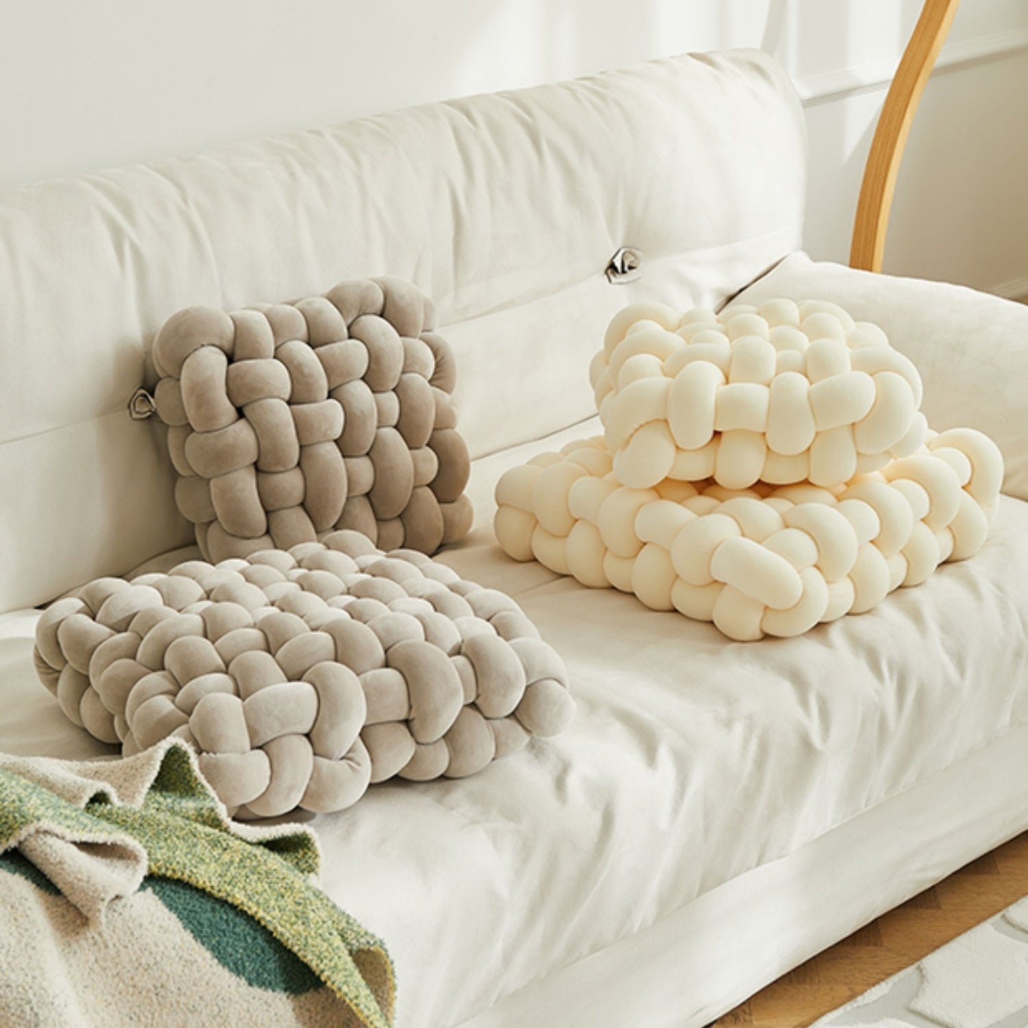 AAF Furniture Velvet Cream Modern Stool for Living Room