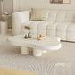 AAF FURNITURE Cream-style Coffee Table, Cute White Modern Tea Table, Irregular Indoor End Table for Living Room