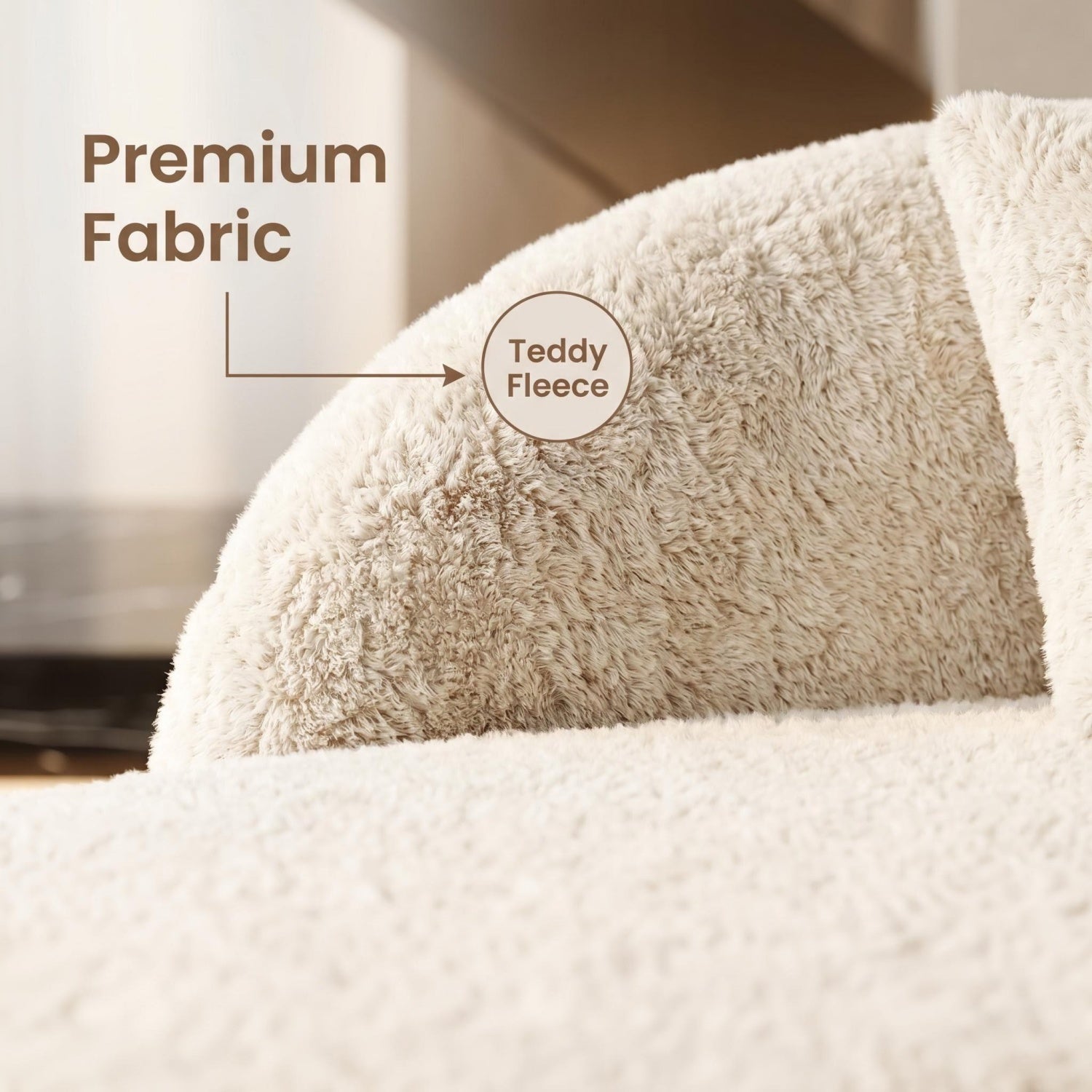 AAF Teddy Fleece C-Shape Curved Sofa Cream Beige 2-7 Seat UAE