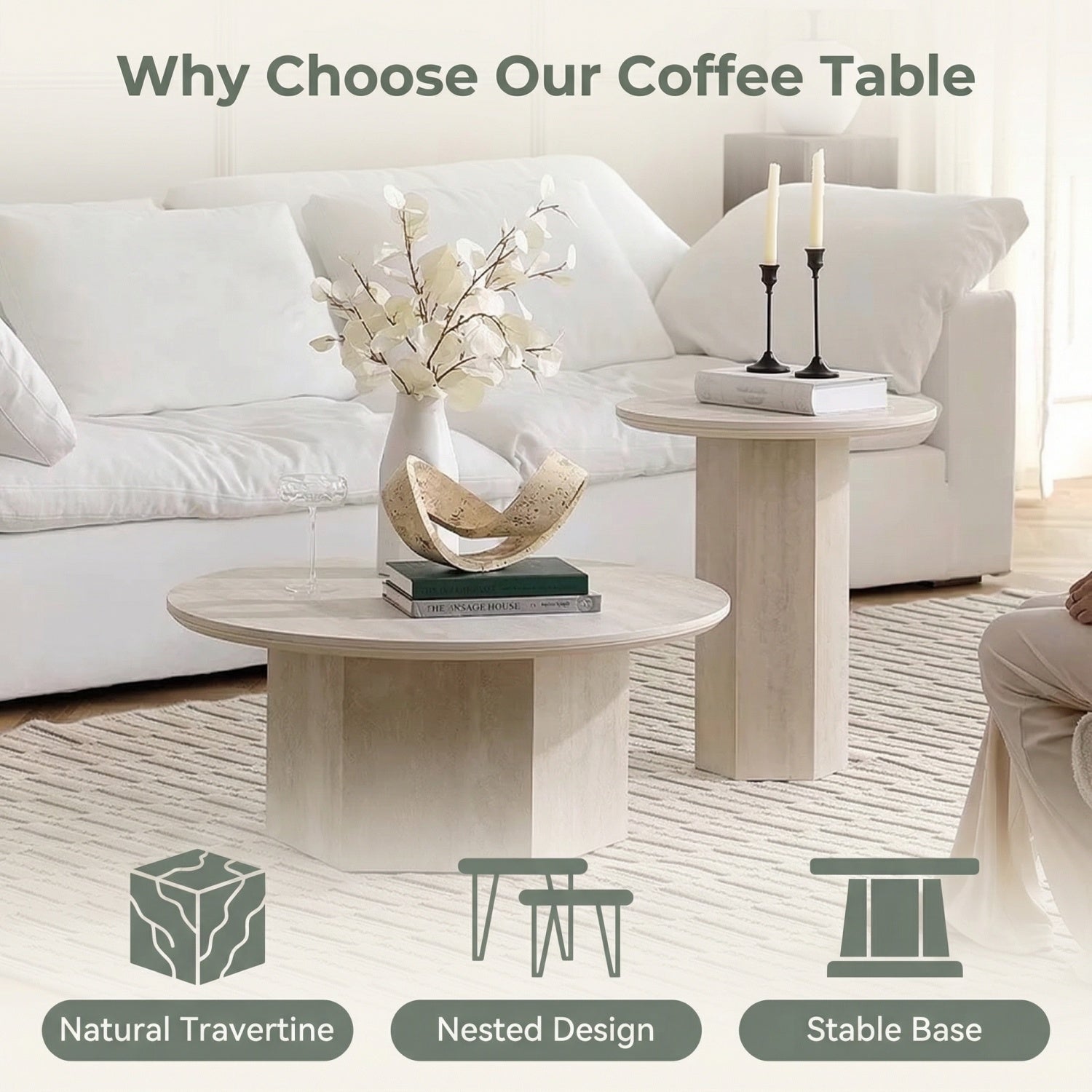 مجموعة طاولات متداخلة موفرة للمساحة من AAF FURNITURE لغرفة المعيشة الحديثة