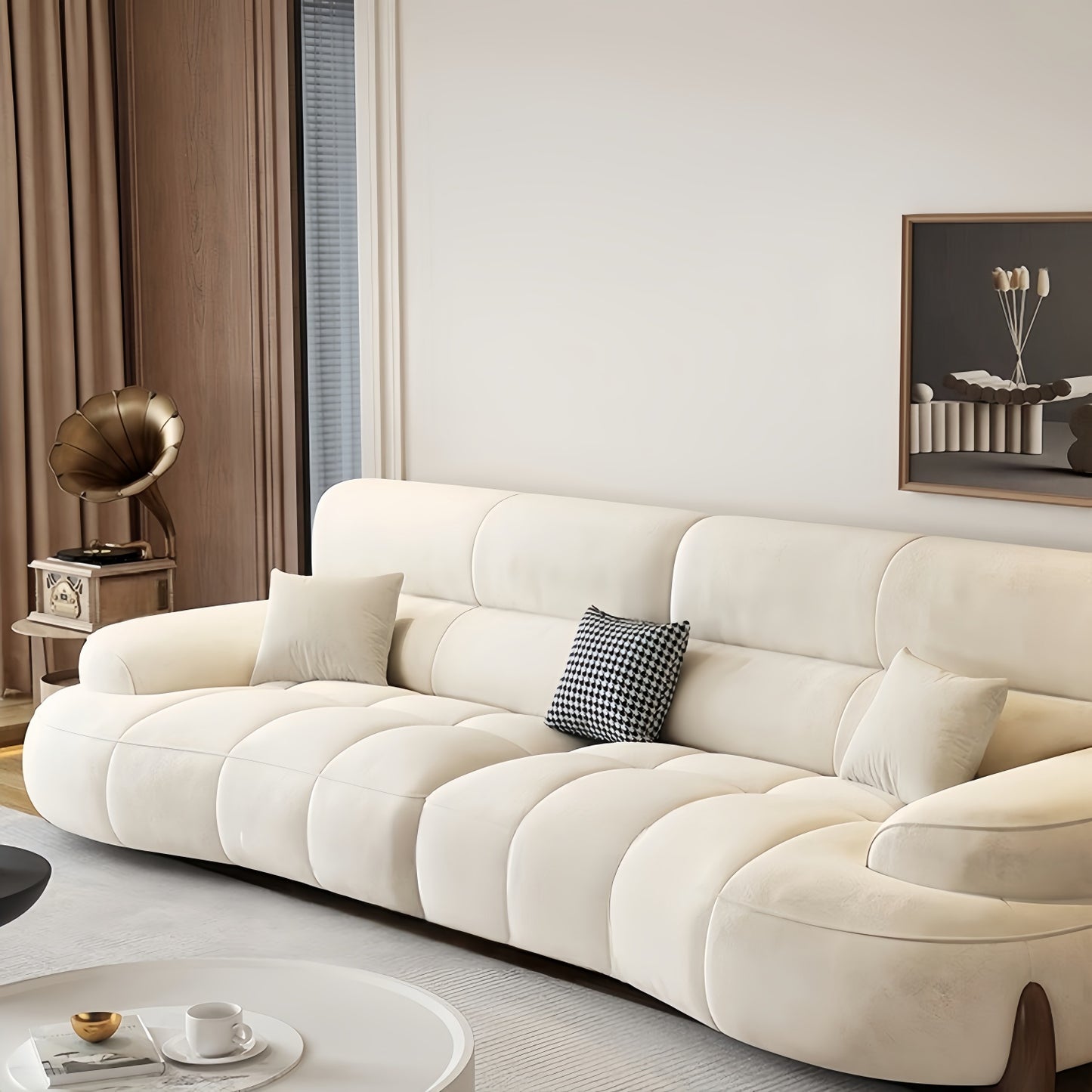 AAF Furniture Light Luxury Fabric Cloud Shaped Sofa set for Livingroom