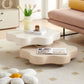 AAF FURNITURE Cream-style Coffee Table, Cute White Modern Tea Table, Irregular Indoor End Table for Living Room