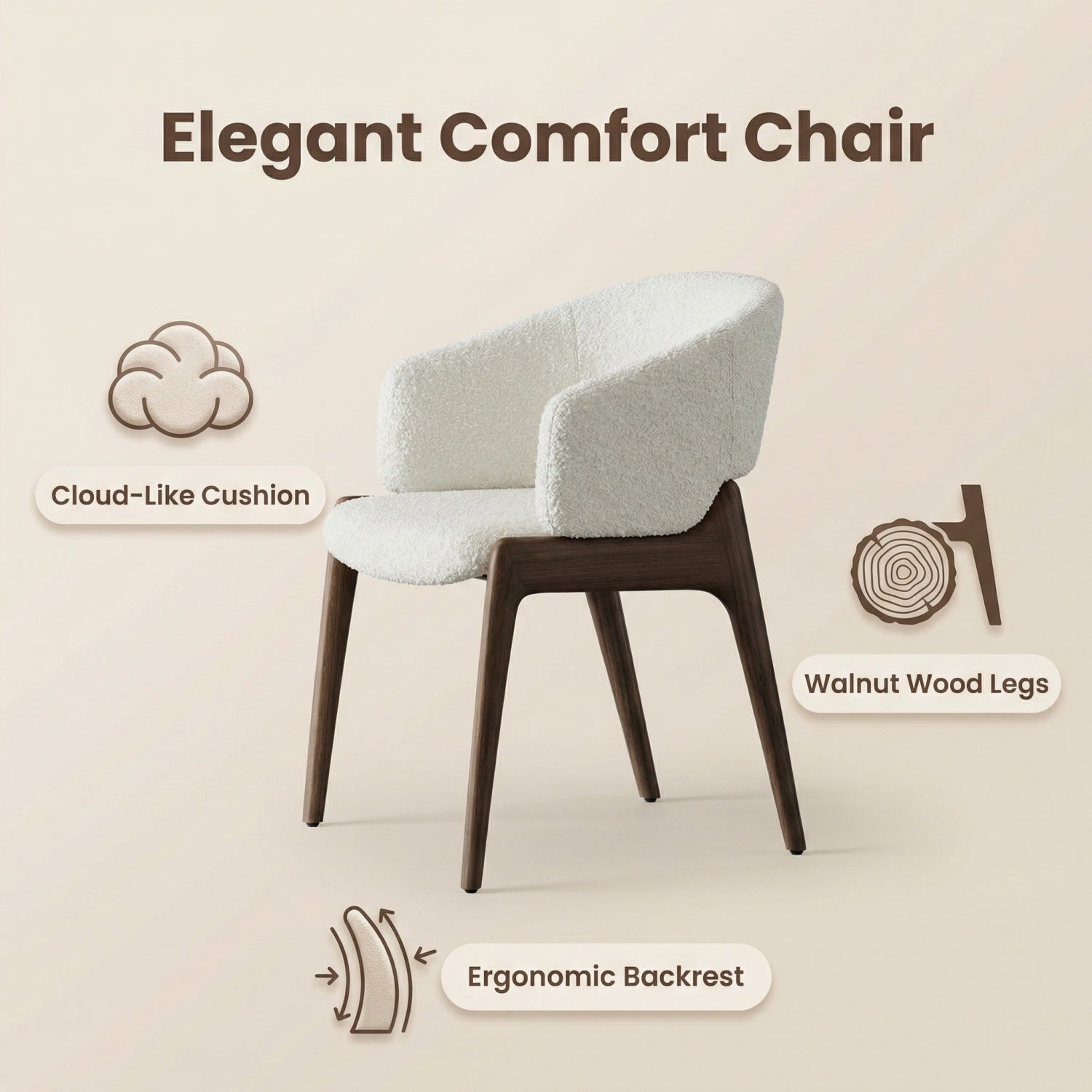 AAF White Sherpa Chair Walnut Minimalist UAE