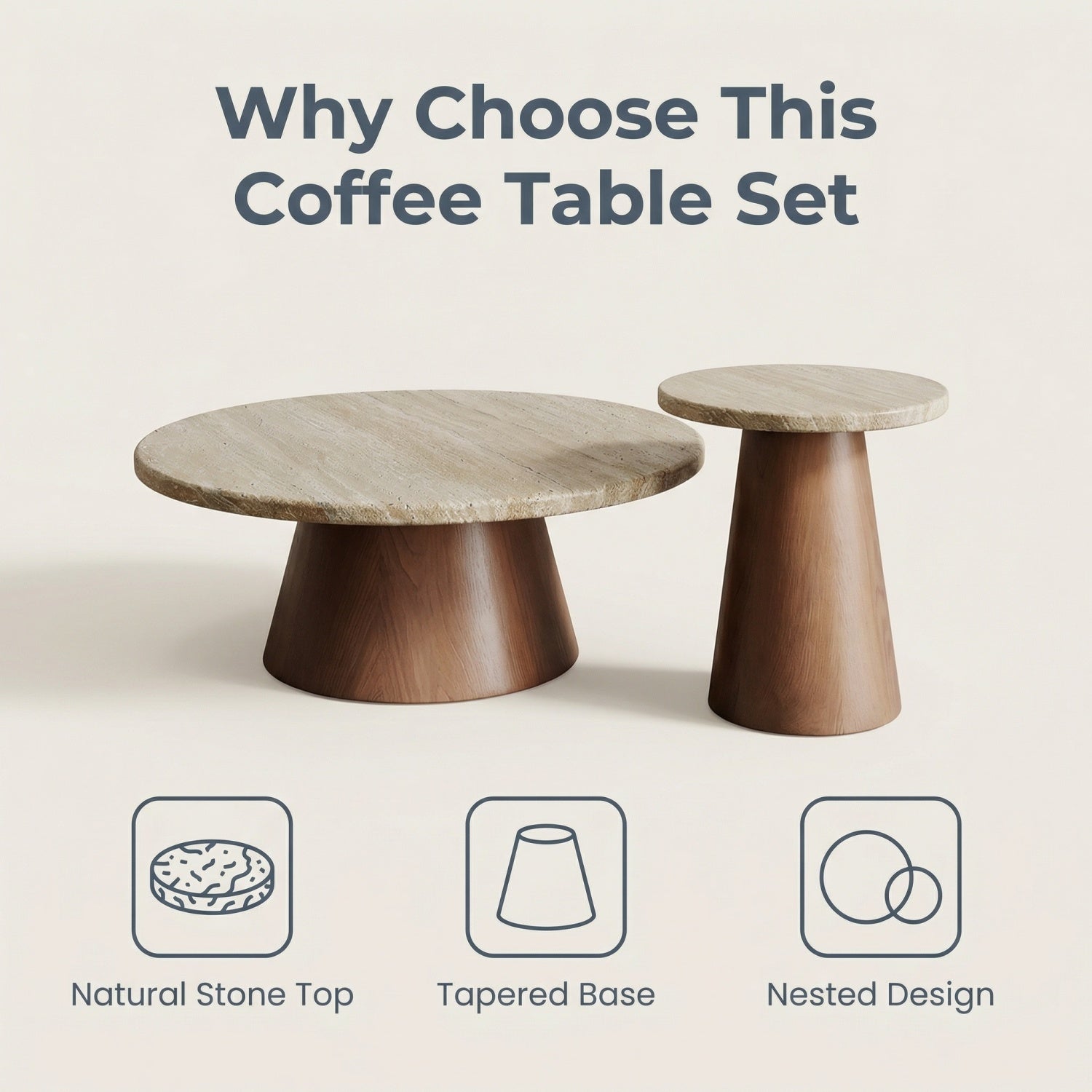 مجموعة طاولات متداخلة موفرة للمساحة من AAF FURNITURE لغرفة المعيشة الحديثة