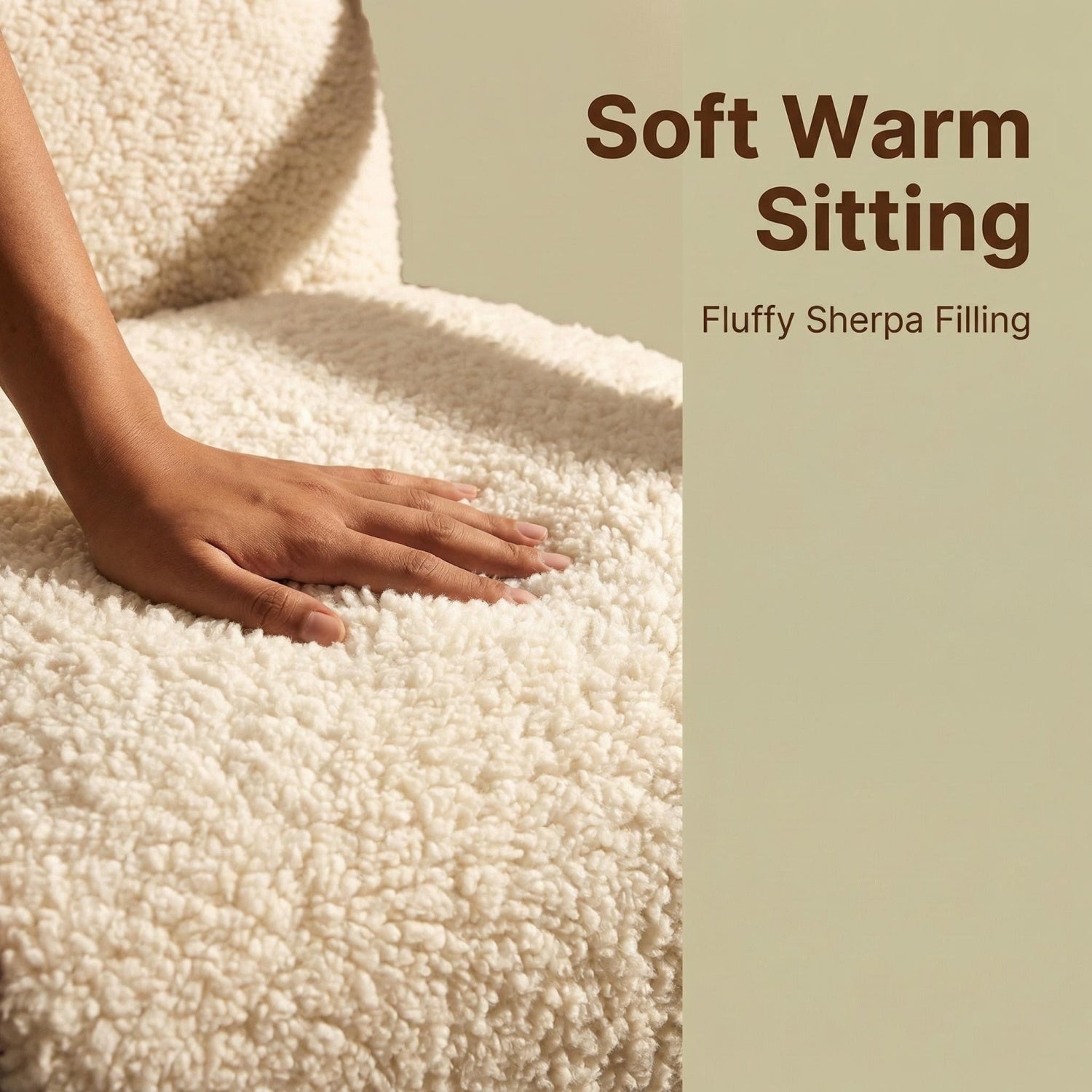 AAF Sherpa Fleece Armchair Dark Metal Armrest Frame Off White UAE