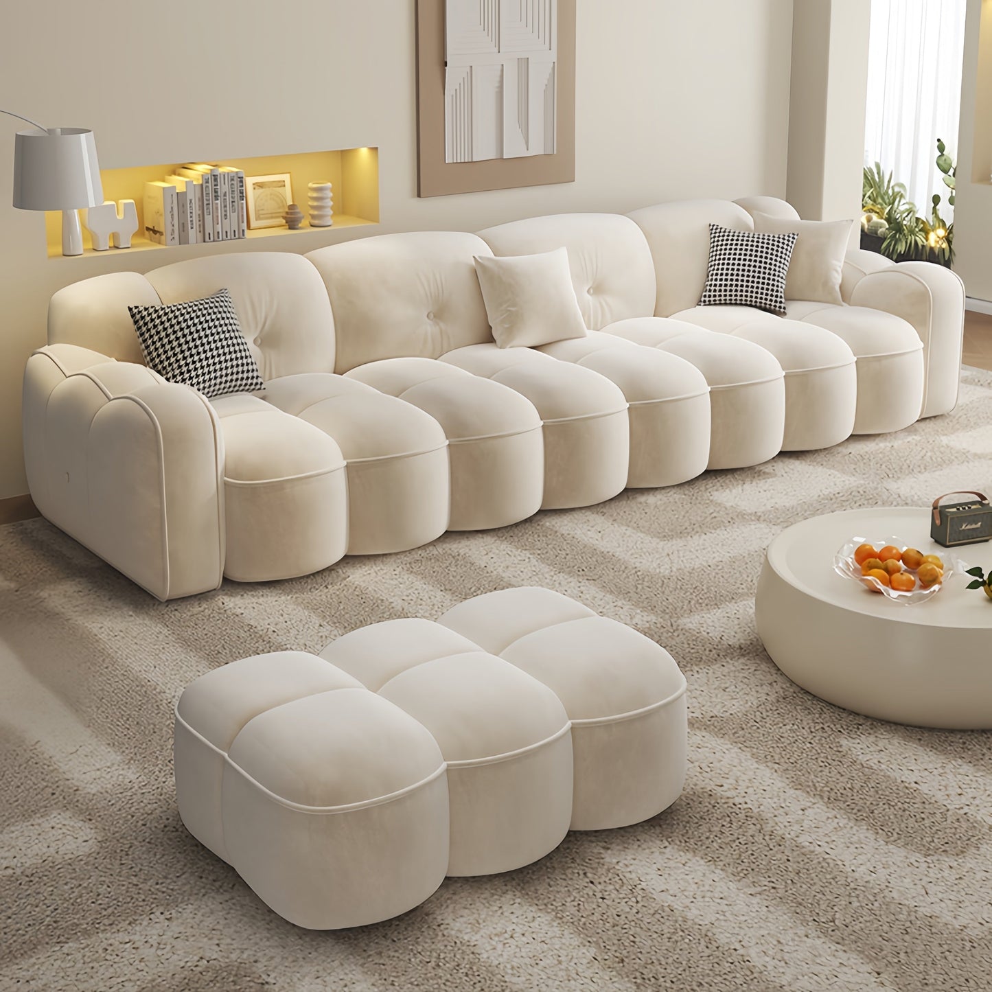 AAF FURNITURE Light Luxury Fabric Cloud Shaped Sofa set for Livingroom