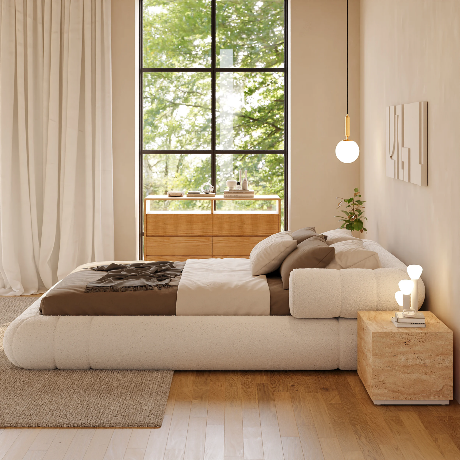 AAF Furniture Bed Frame Modern Velvet King Queen Size for bedroom Without Mattress