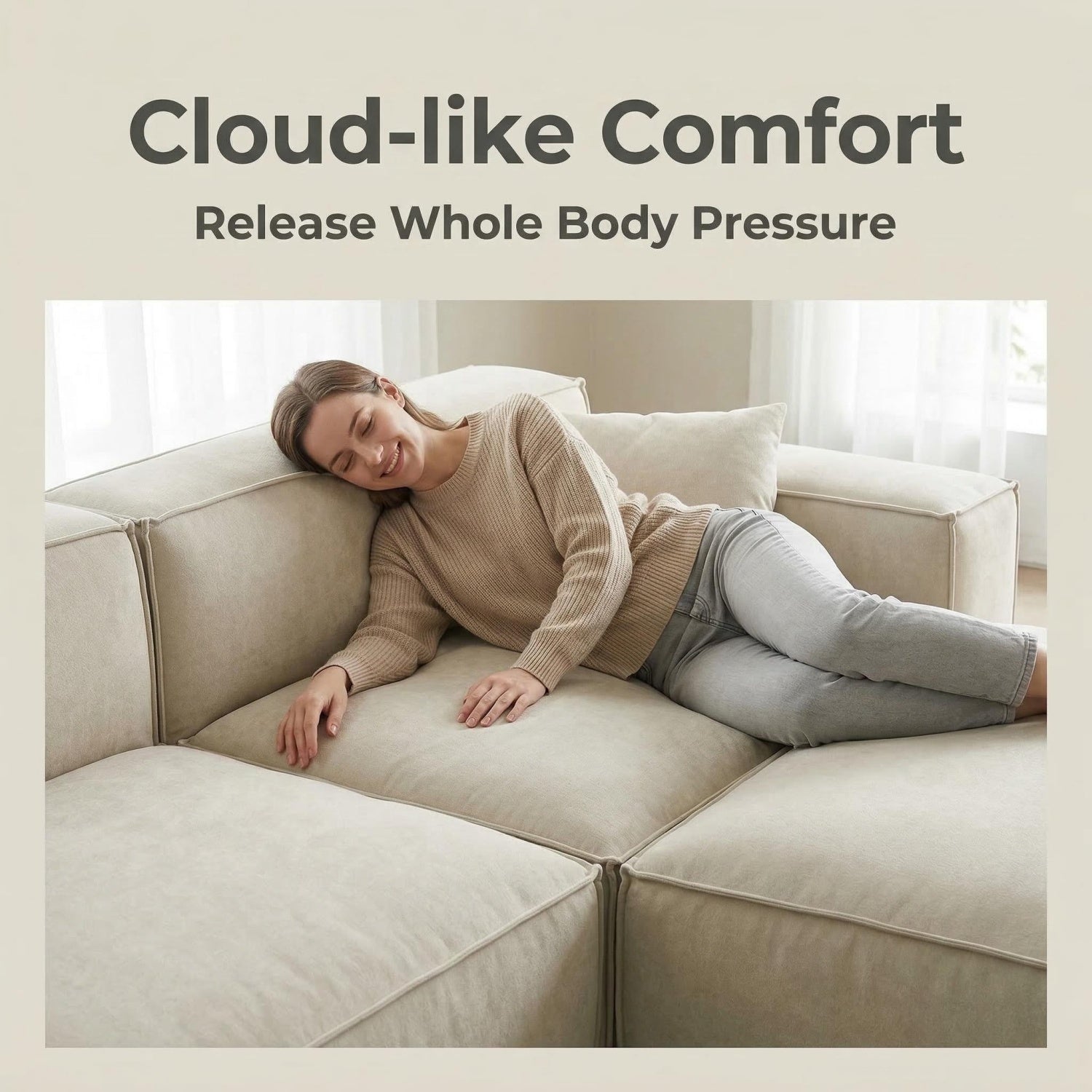 AAF Wabi-Sabi Modular Fabric Sofa – Minimalist Block Design for Modern Living Room