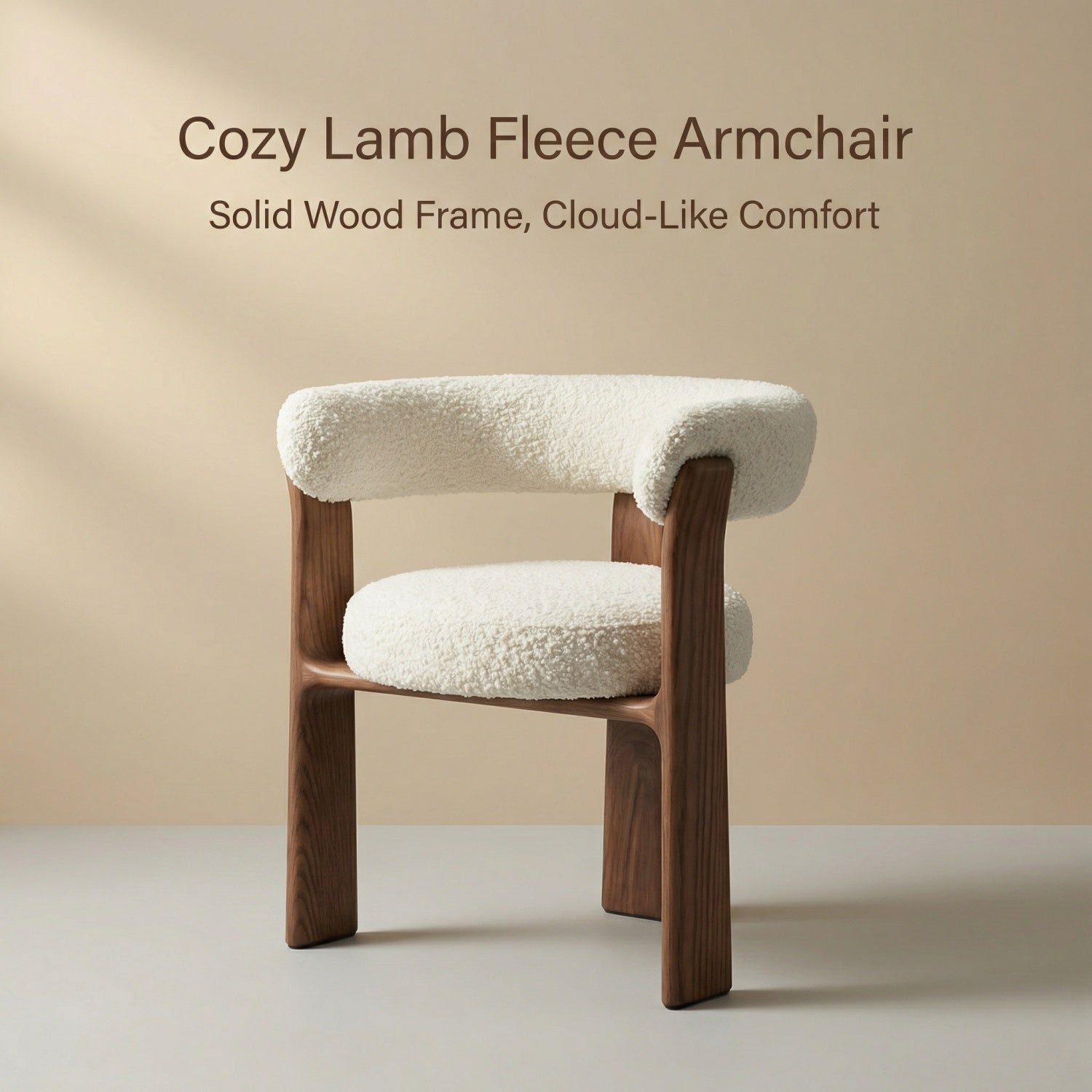 AAF Dark Wood Sherpa Chair Cream Nordic UAE
