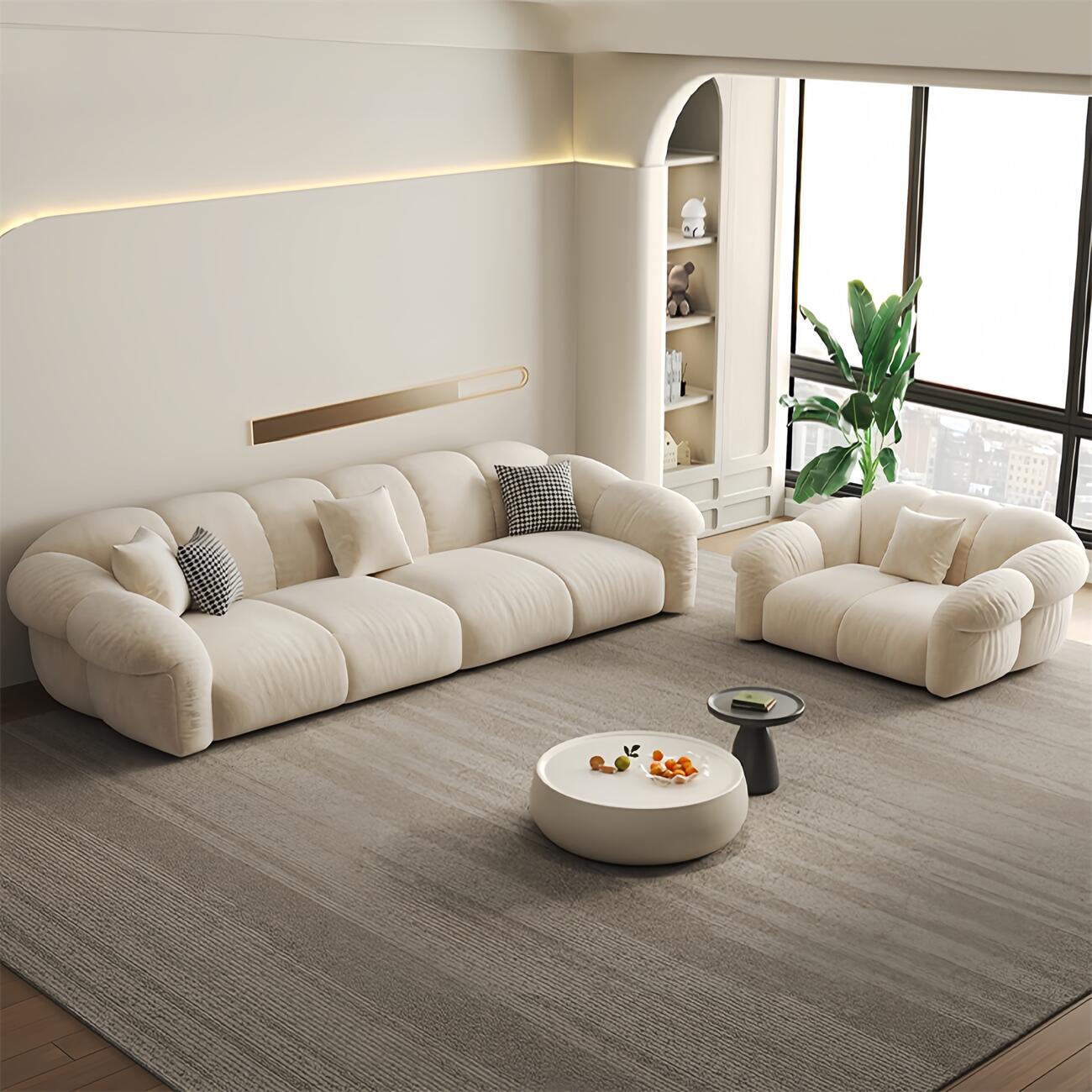 AAF FURNITURE Light Luxury Fabric Cloud Shaped Sofa set for Livingroom