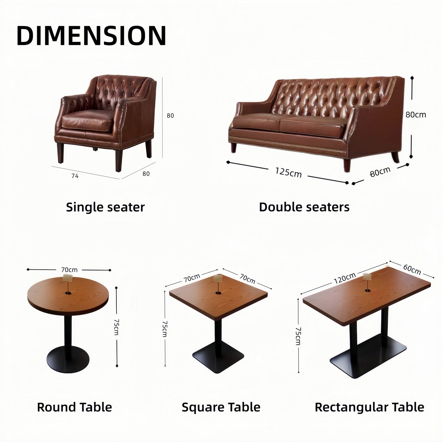 AAF Chesterfield Leather Lounge Sofa & Table Set