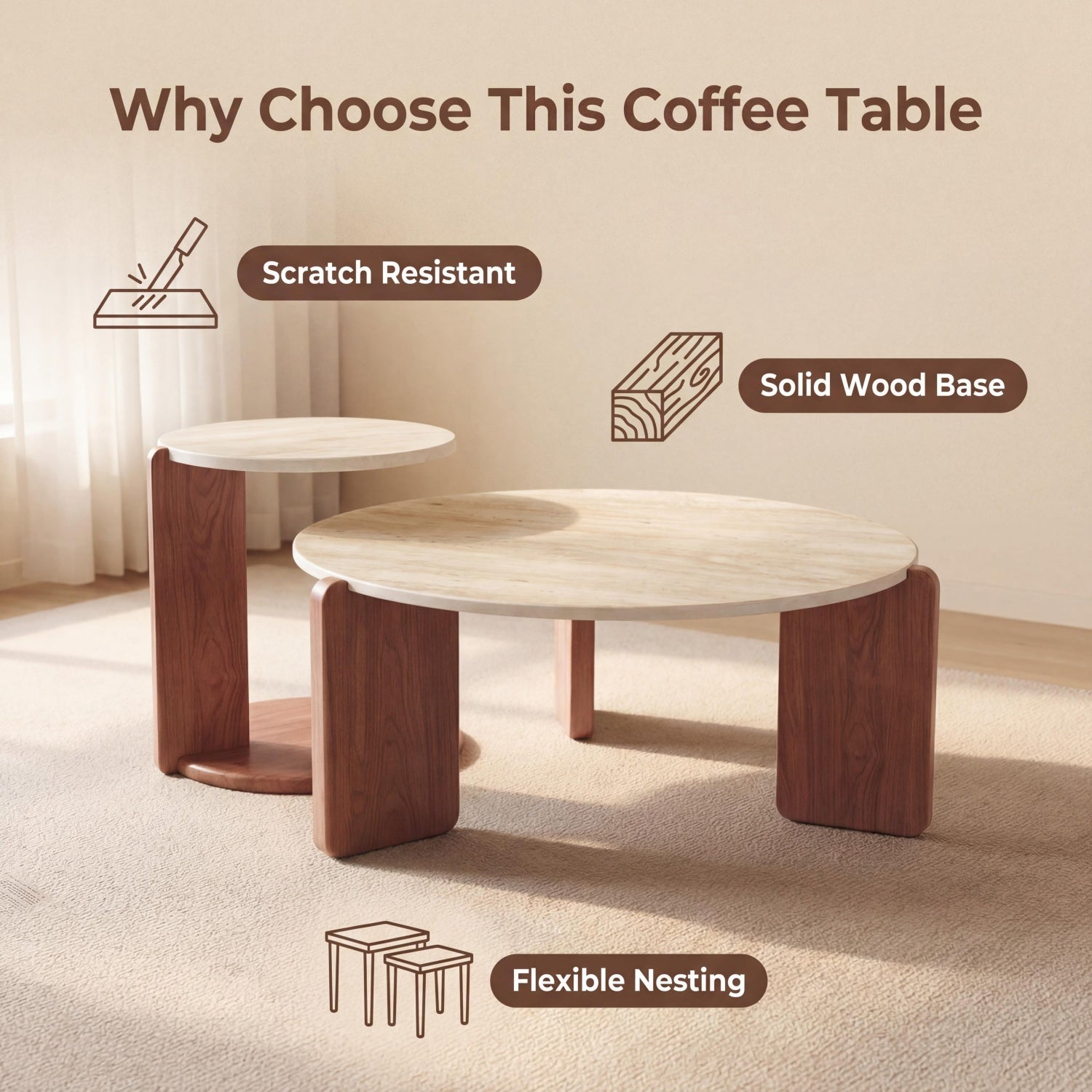 مجموعة طاولات متداخلة موفرة للمساحة من AAF FURNITURE لغرفة المعيشة الحديثة