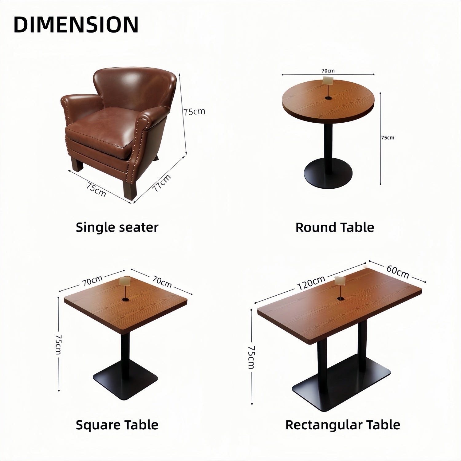 AAF Vintage Brown Leather Single Seater Lounge Sofa Table Set