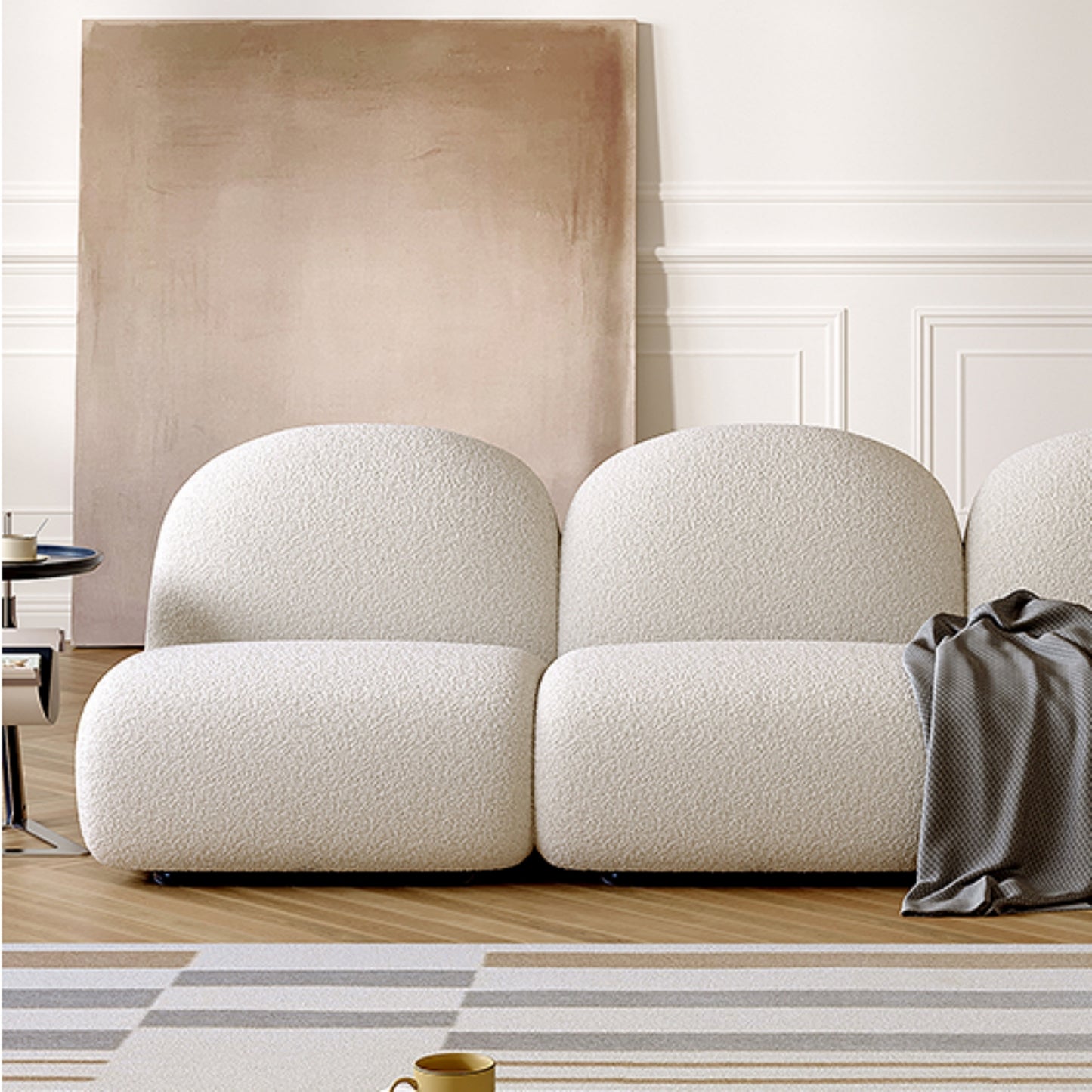 AAF FURNITURE Light Luxury Fabric Cloud Shaped Sofa set for Livingroom
