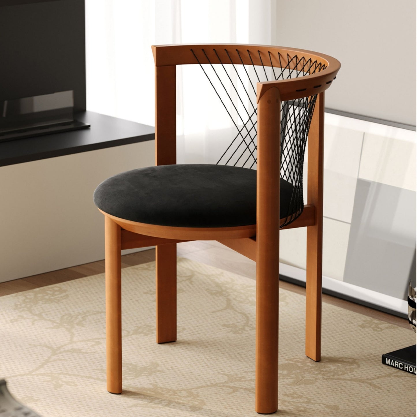 AAF Furniture Luxury Harp Shaped Armchair for Living Room Dining Room