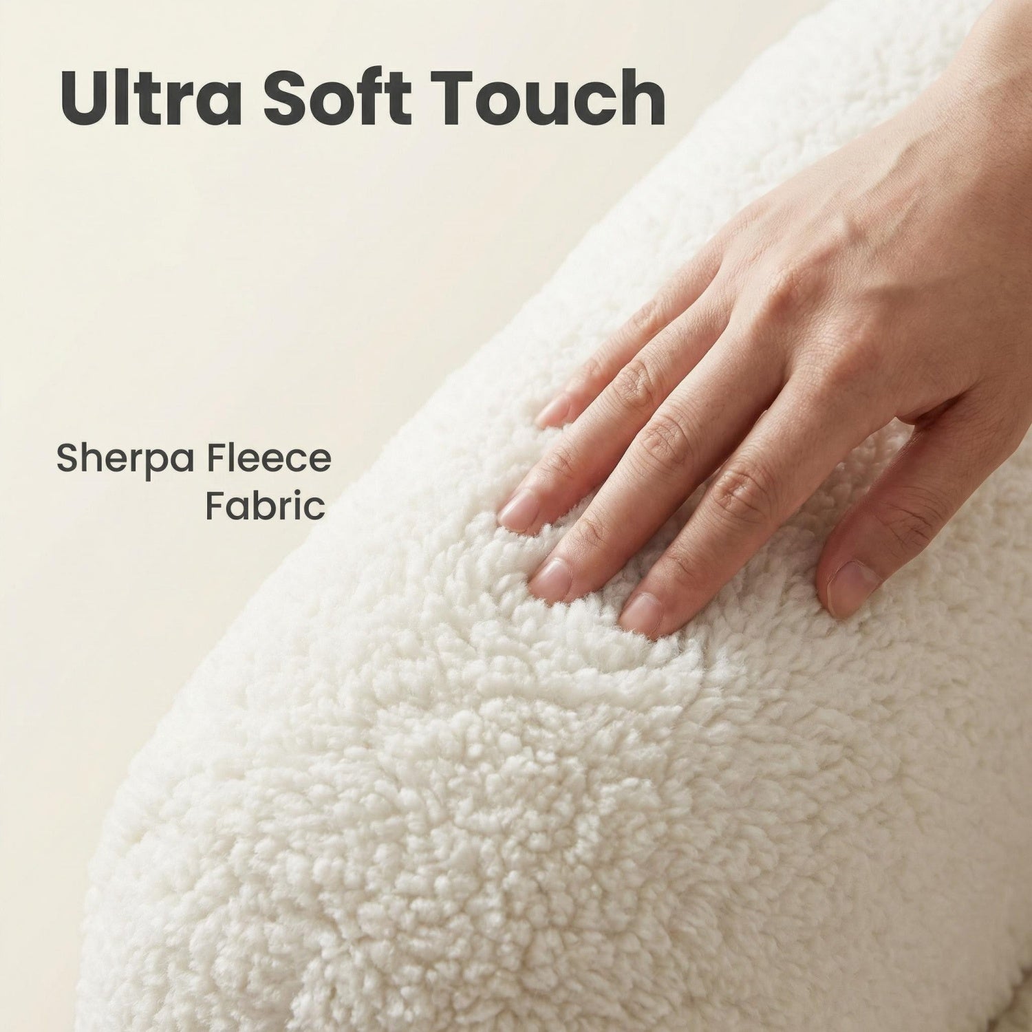 AAF Sherpa Fleece Accent Chair Rounded Off White Walnut Feet UAE
