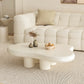 AAF FURNITURE Cream-style Coffee Table, Cute White Modern Tea Table, Irregular Indoor End Table for Living Room