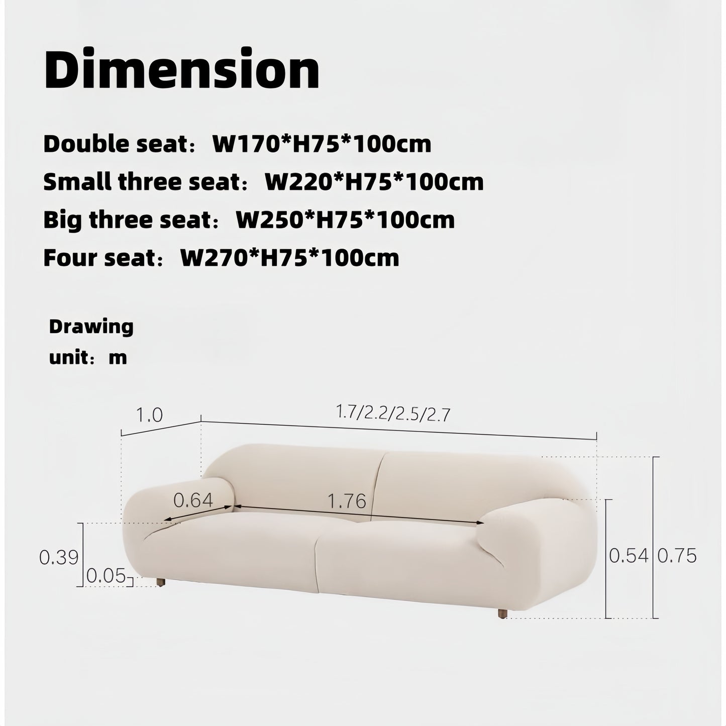 AAF Furniture Fleece Fabric Overstuffed Multifunction Cloud shaped Sofa Chair set for Livingroom Office