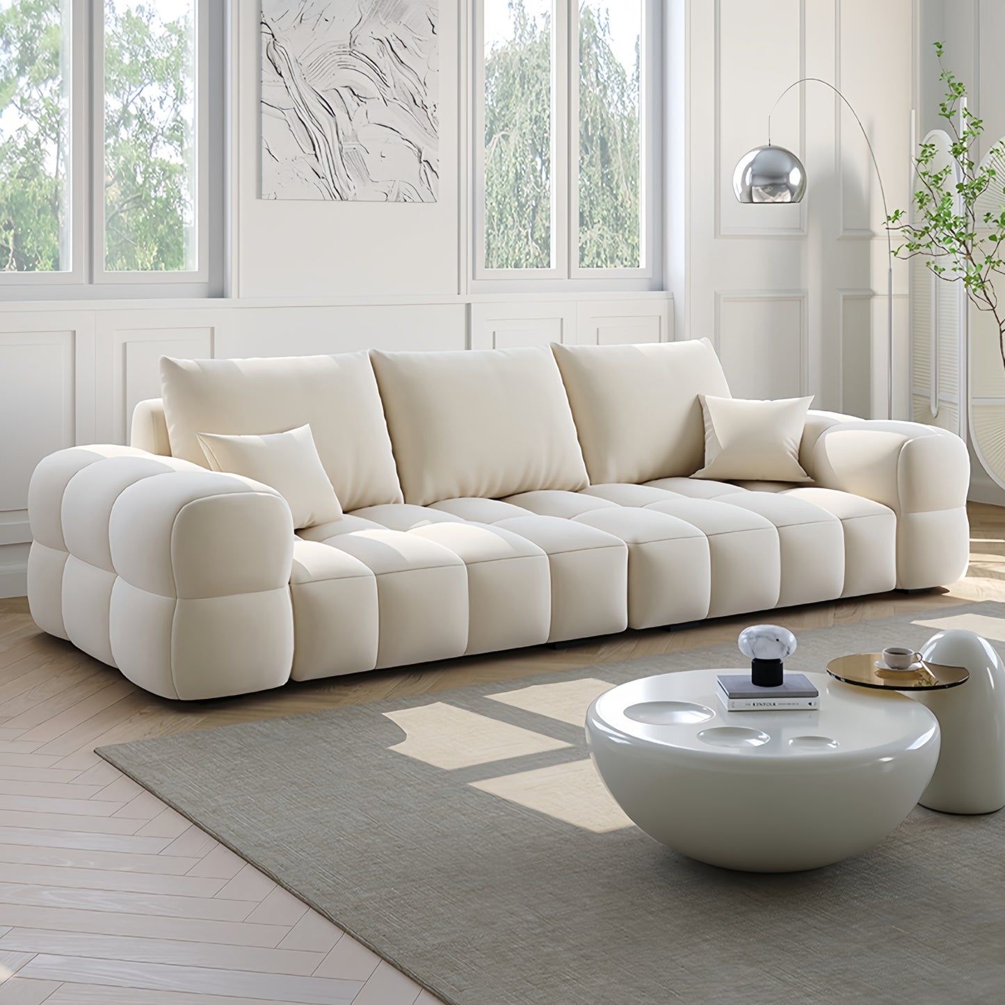 AAF Furniture Light Luxury Fabric Cloud Shaped Sofa set for Livingroom