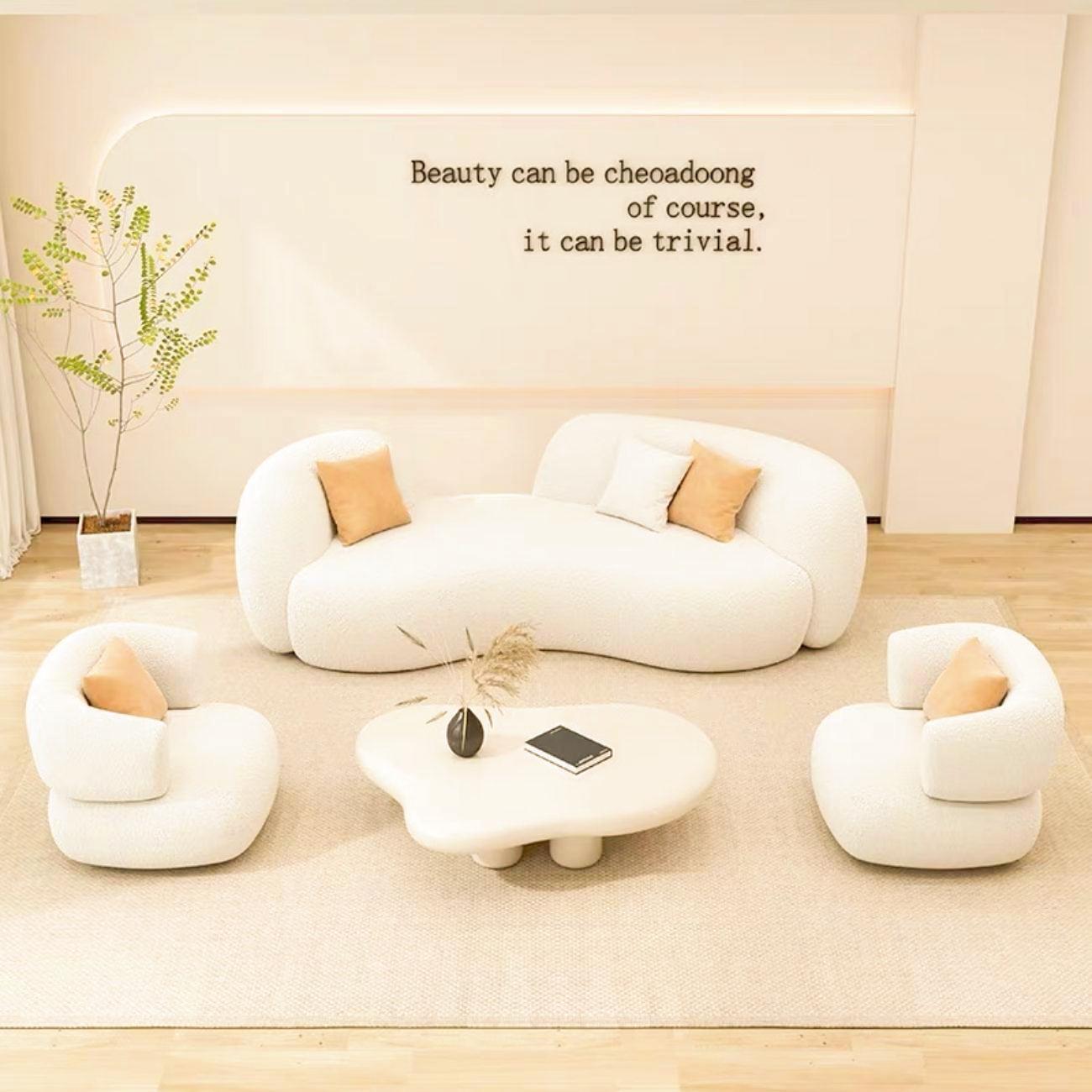 AAF Furniture Fleece Fabric Overstuffed Multifunction Arc-shaped Sofa set for Livingroom Office