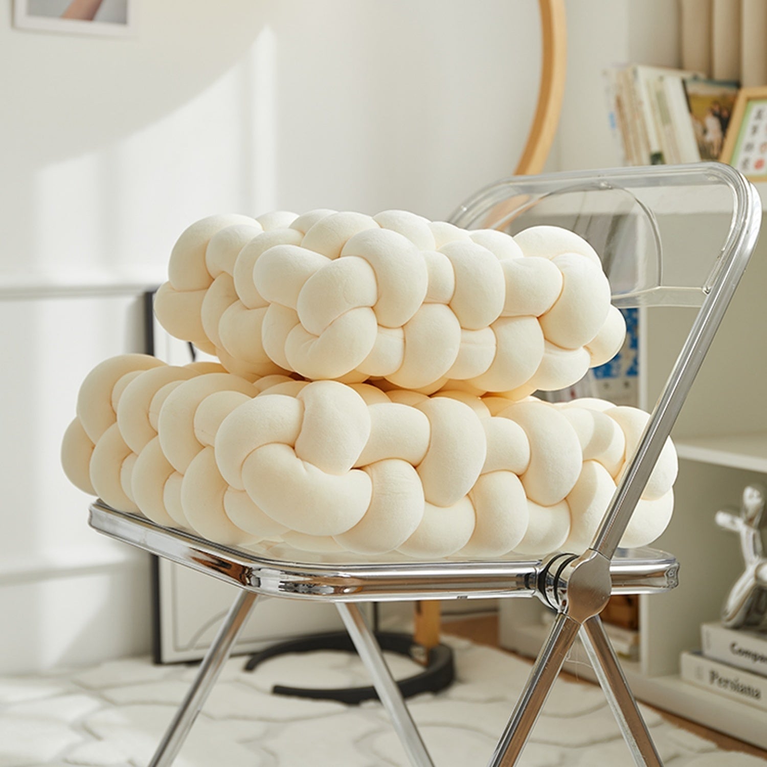 AAF Furniture Velvet Cream Modern Stool for Living Room