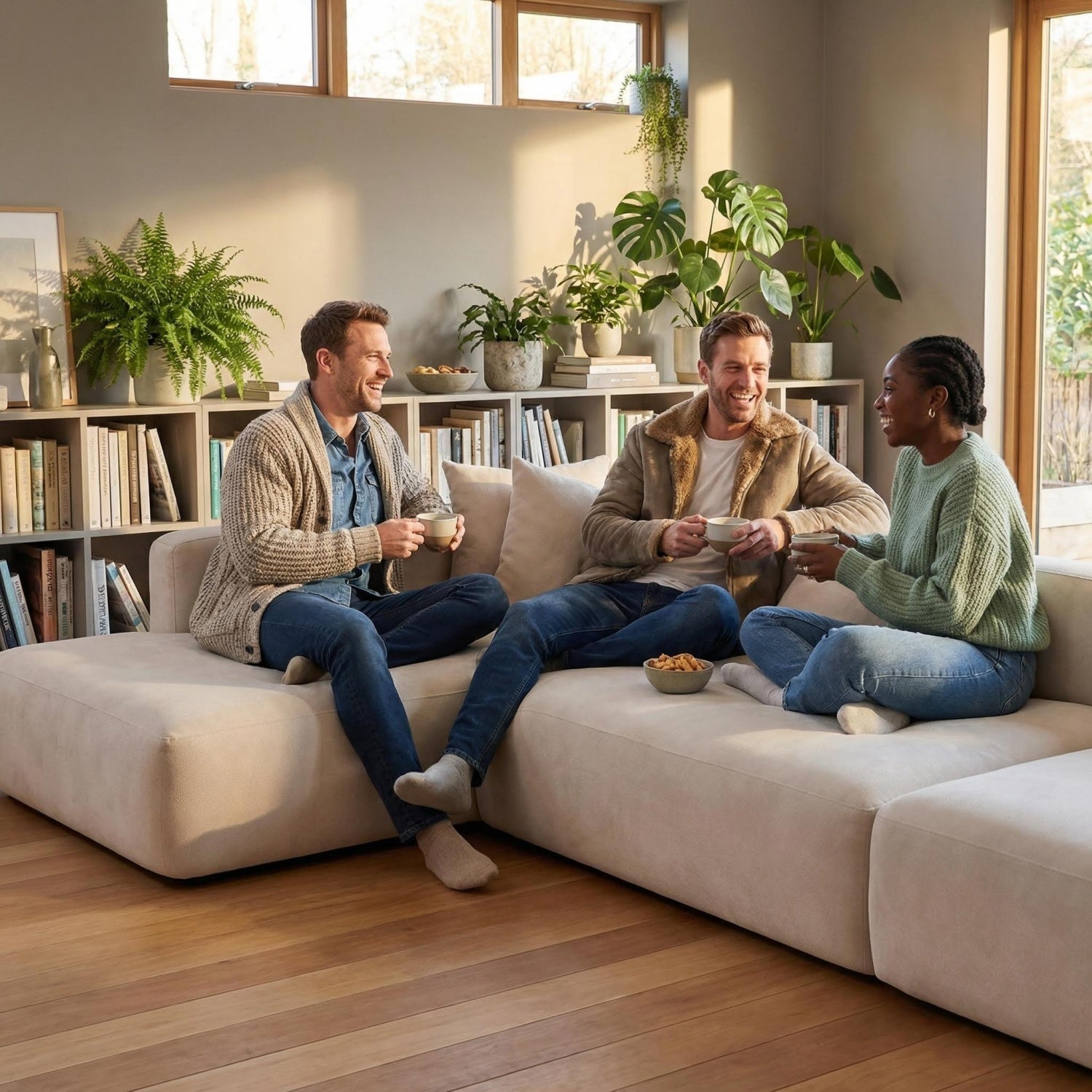 AAF Beige Cloud Sofa L-Shape Corner Sectional - Modular Fabric Couch UAE