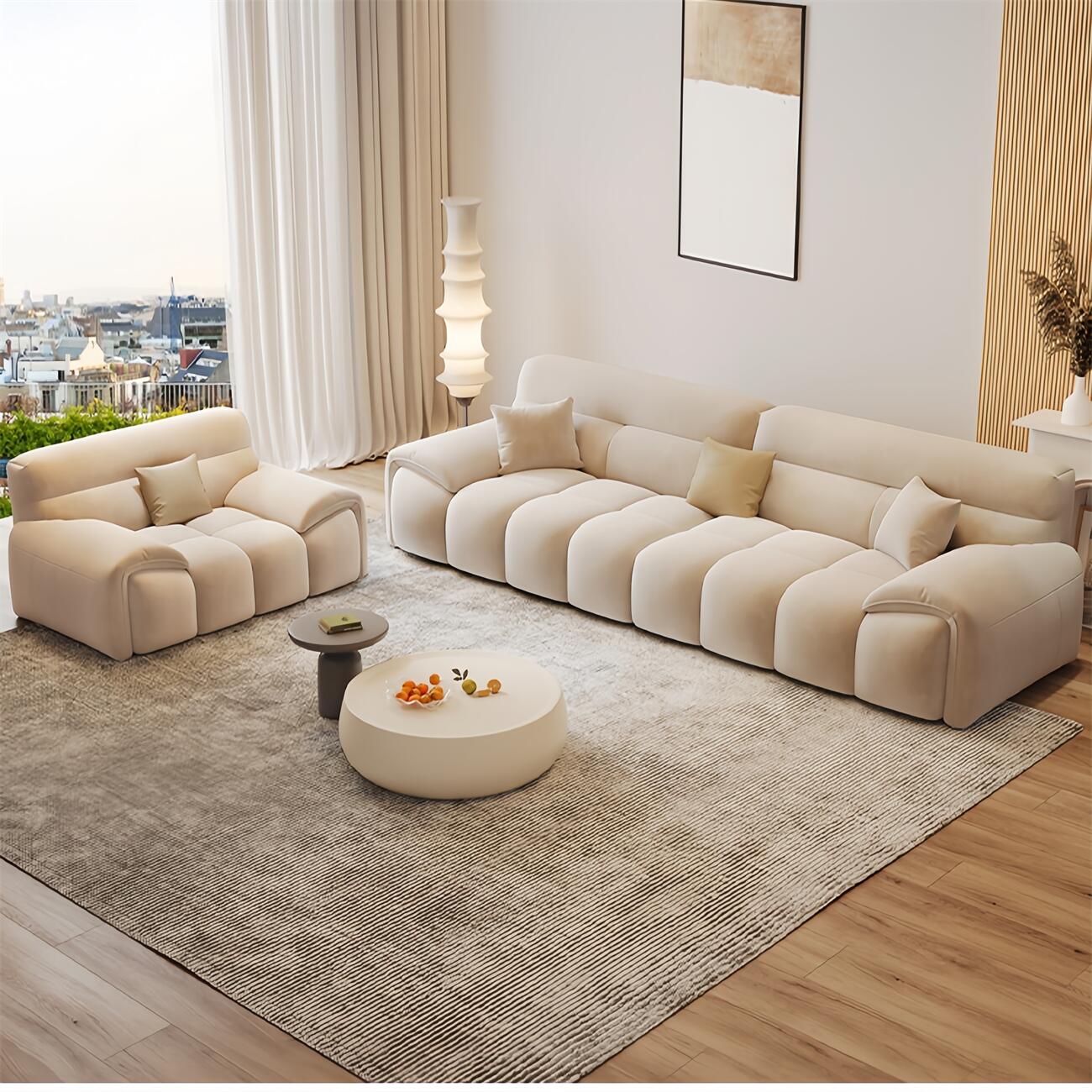 AAF FURNITURE Light Luxury Fabric Cloud Shaped Sofa set for Livingroom