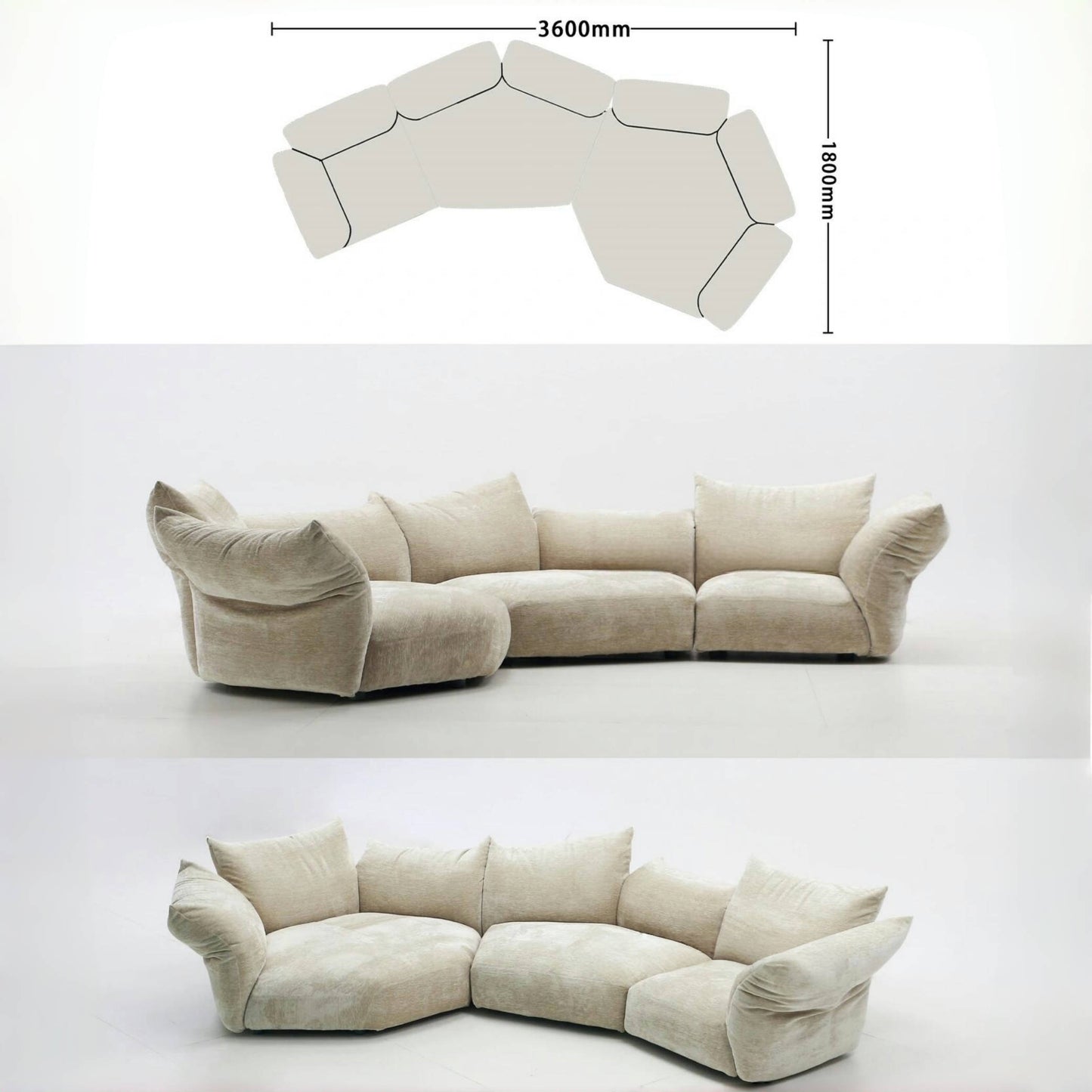 AAF Furniture Fleece Fabric Overstuffed Multifunction Flower Shape Sofa  for Livingroom Office