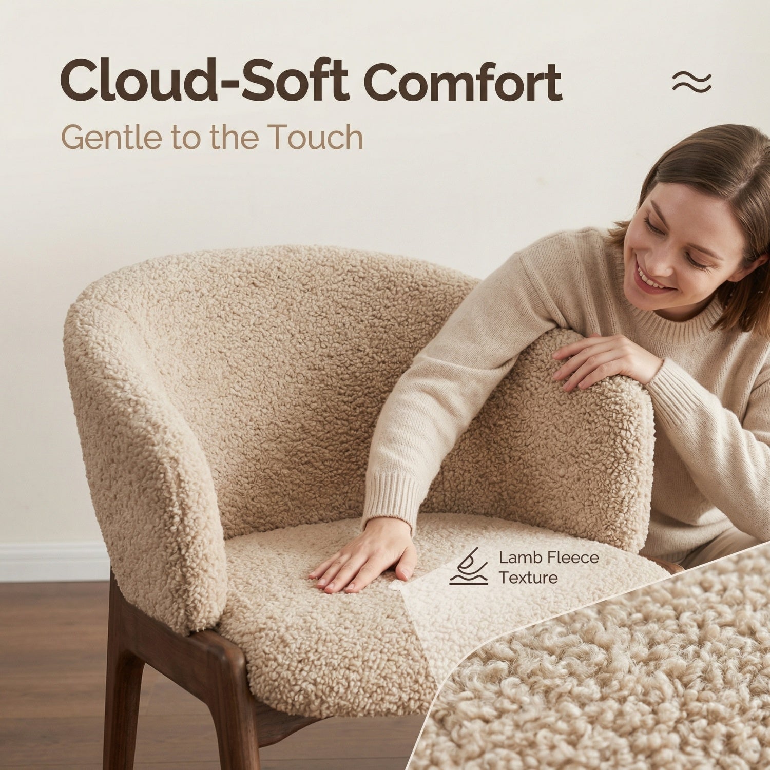 AAF White Sherpa Chair Walnut Minimalist UAE