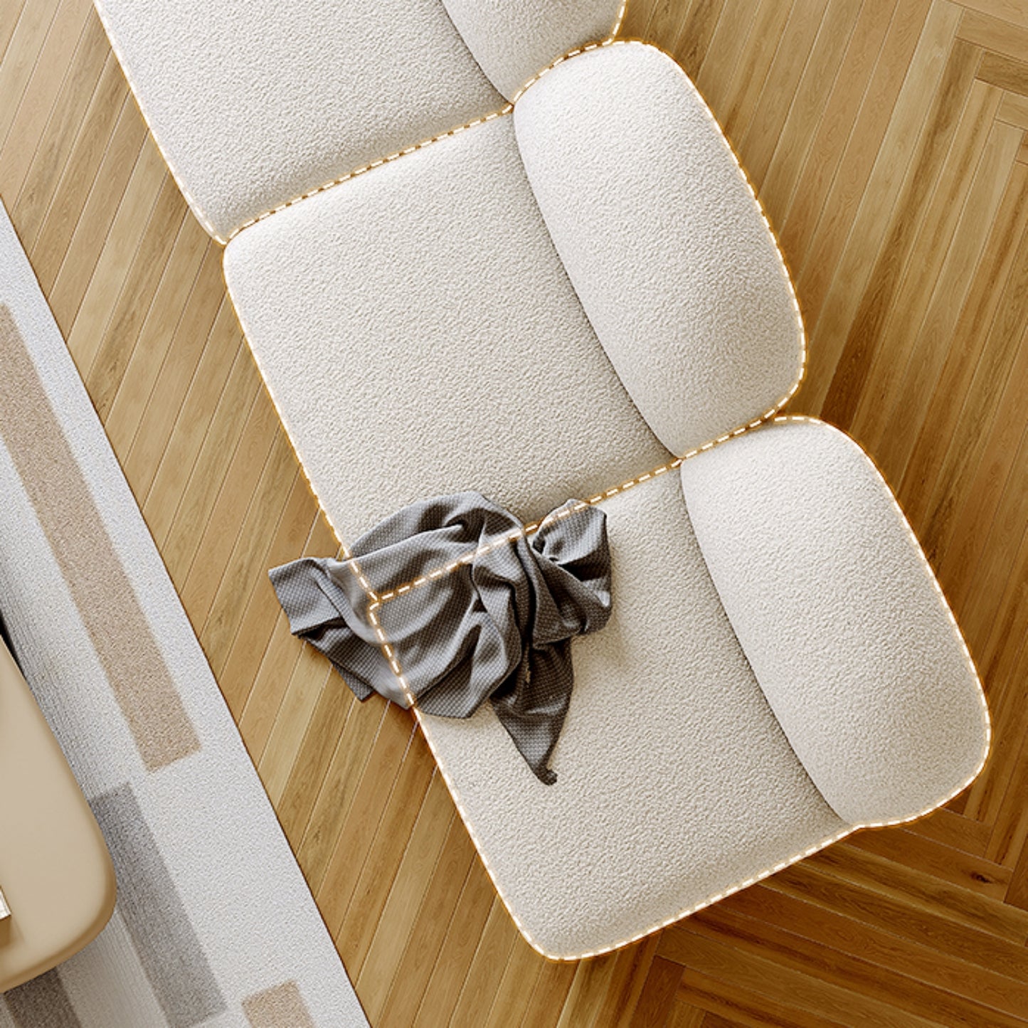 AAF FURNITURE Light Luxury Fabric Cloud Shaped Sofa set for Livingroom