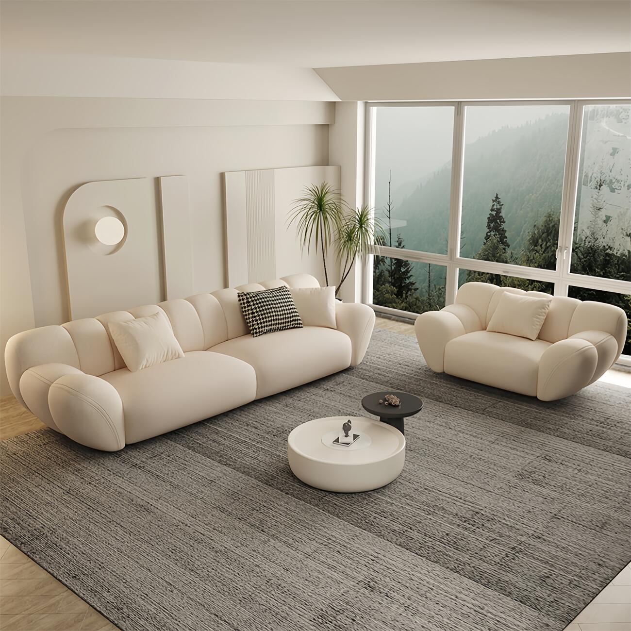 AAF FURNITURE Light Luxury Fabric Cloud Shaped Sofa set for Livingroom