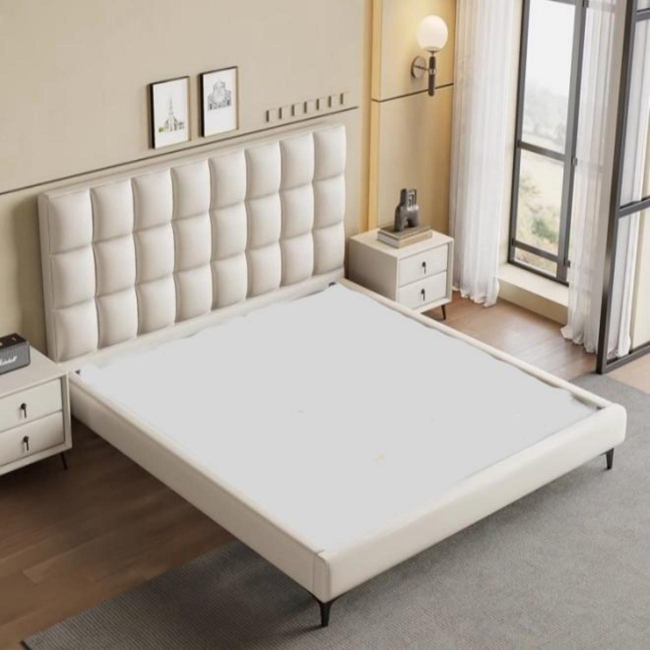 AAF Furniture Light Luxury Modern  Leather Wrap Bed Frame for Bedroom Without Mattress