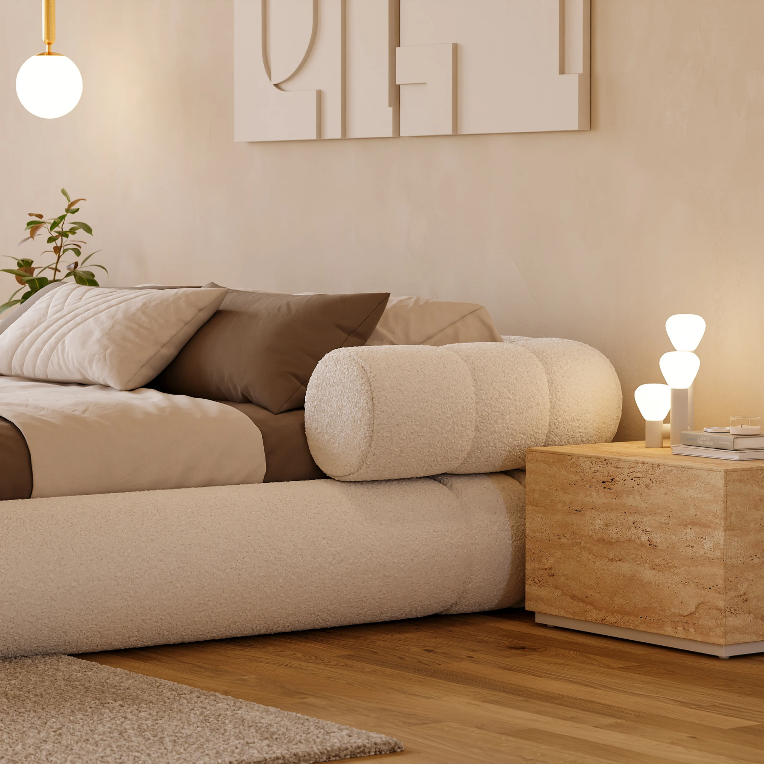 AAF Furniture Bed Frame Modern Velvet King Queen Size for bedroom Without Mattress