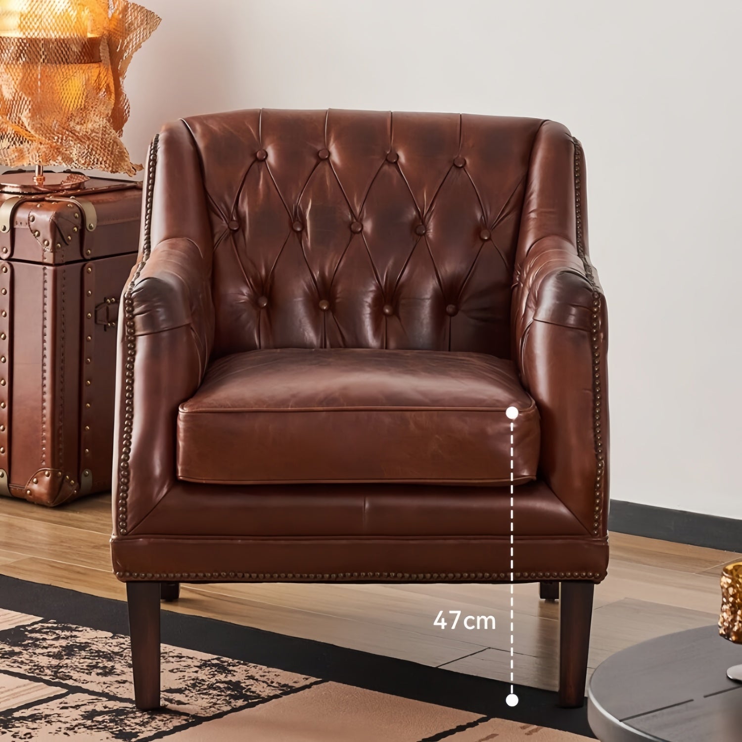 AAF Chesterfield Leather Lounge Sofa & Table Set